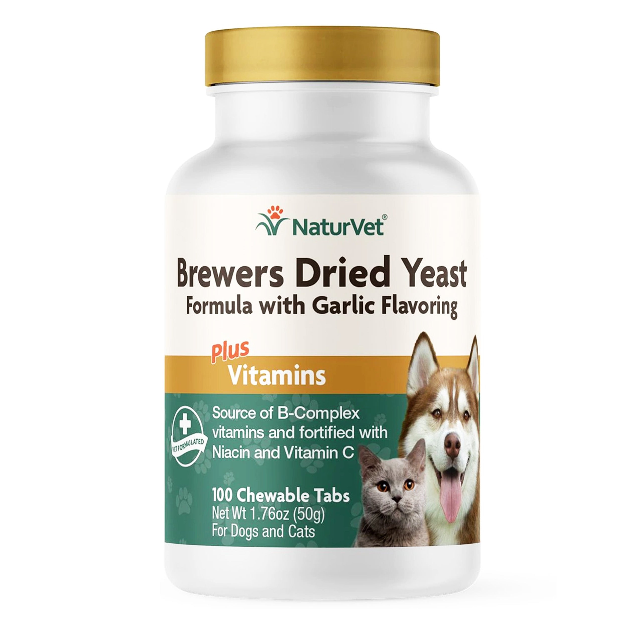 NaturVet Brewer's Dried Yeast Chewable Tablets Skin & Coat Supplement