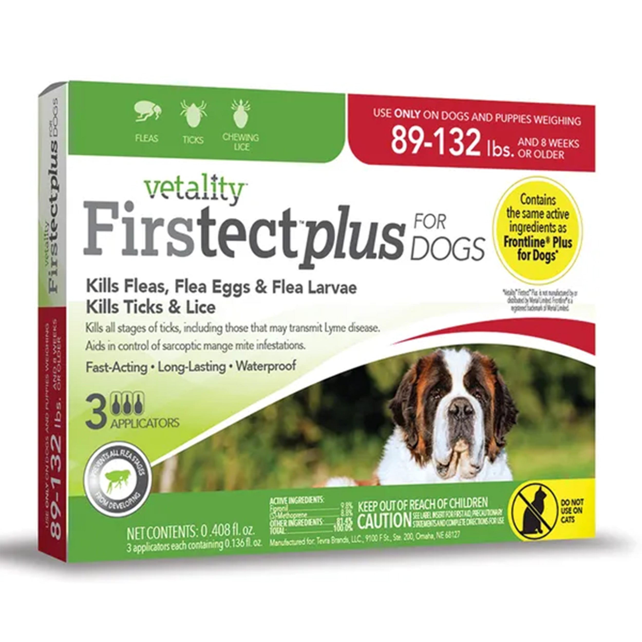 Vetality Firstect Plus for Dogs, 89-132 Pounds, 3 Doses