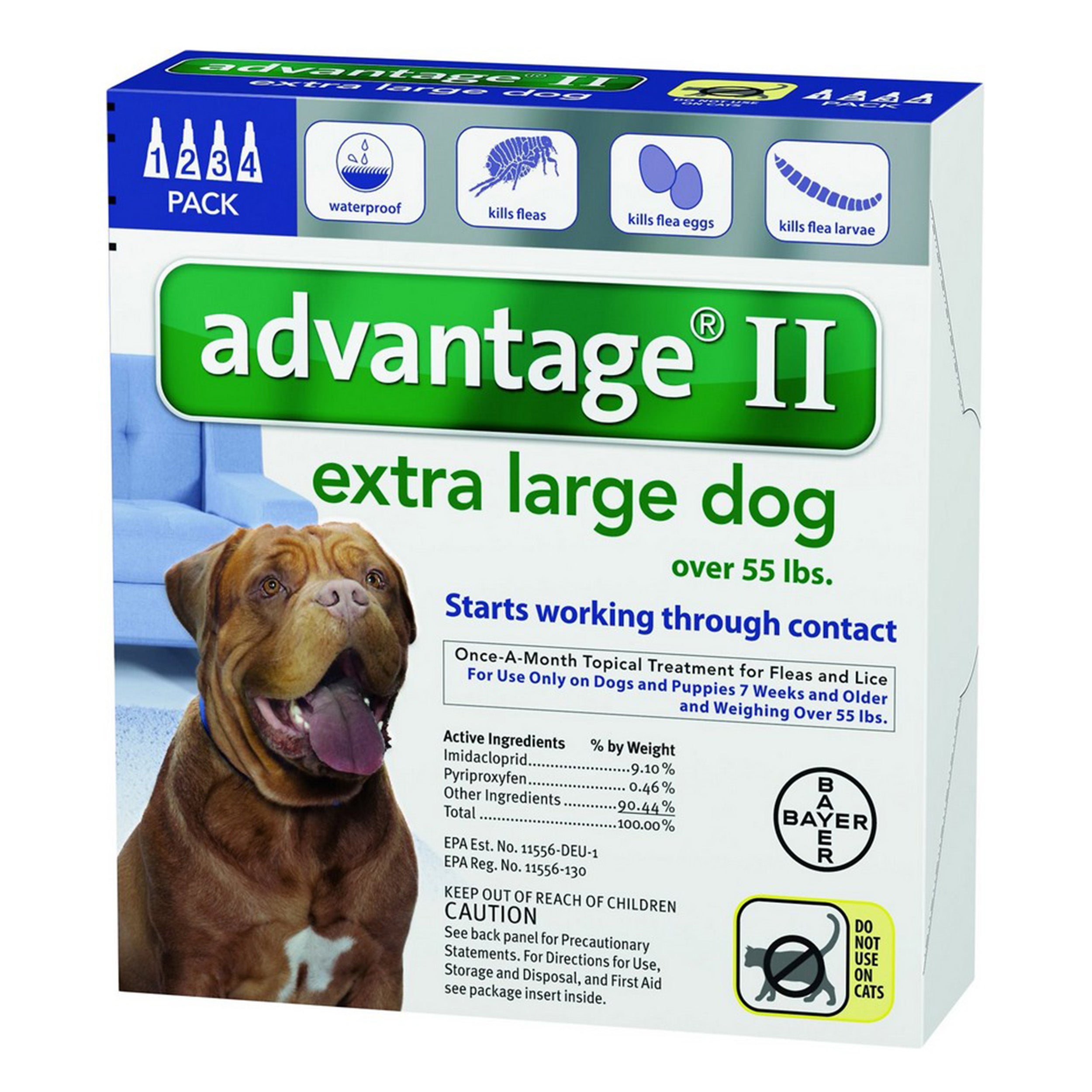 Advantage II Flea Spot Treatment for Dogs, over 55 lbs