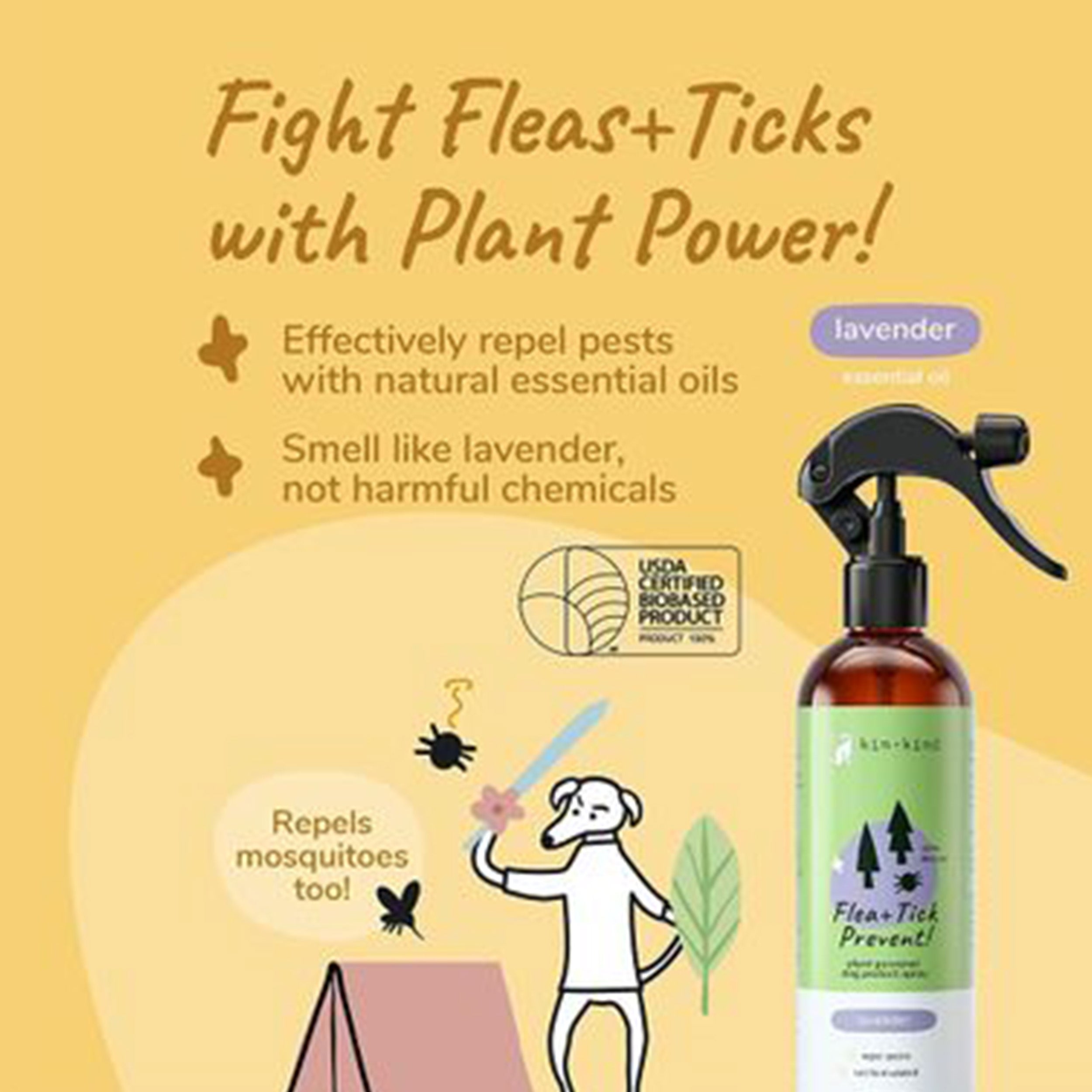 kin+kind Flea + Tick Prevent Lavender Dog & Cat Spray, 12-oz bottle