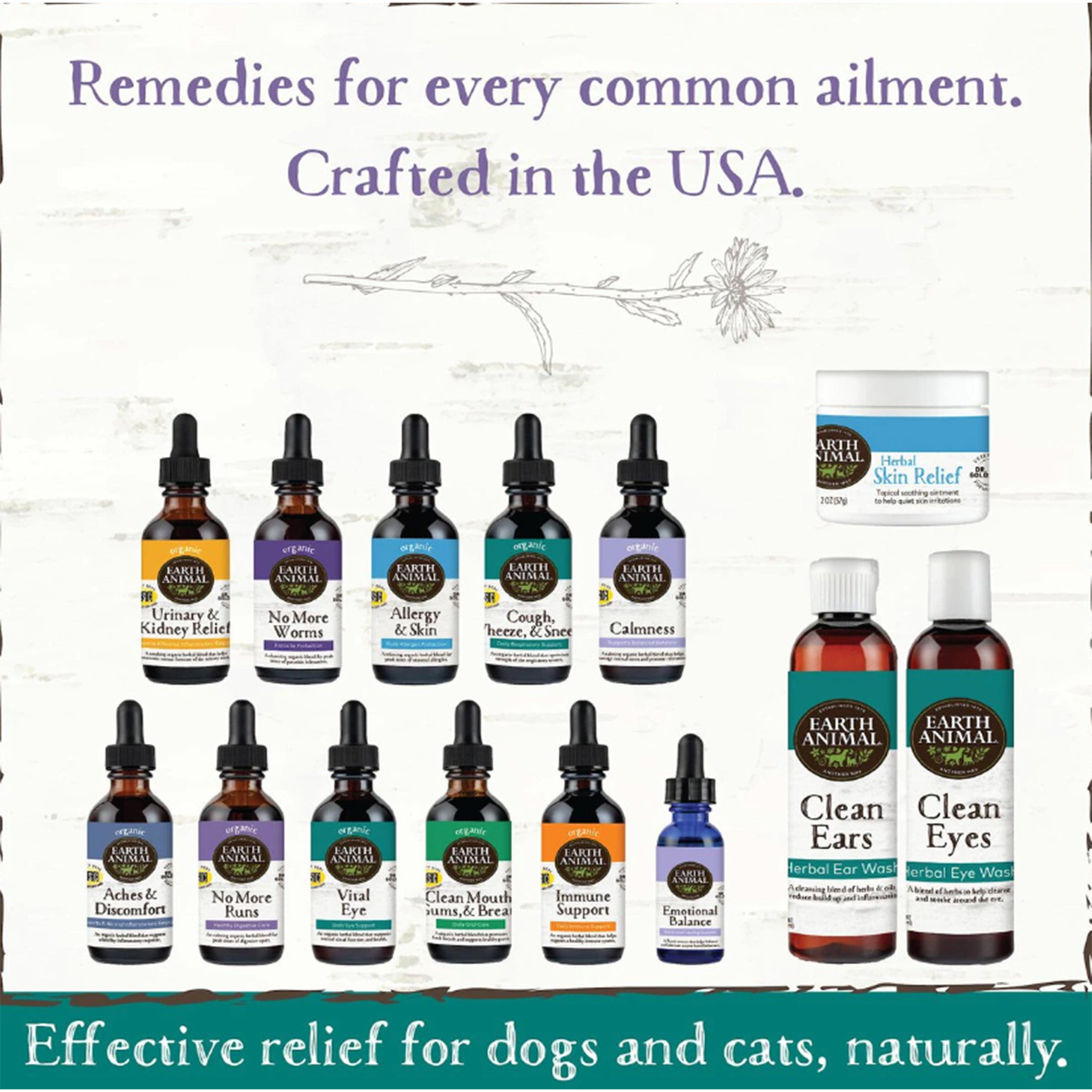 Earth Animal Natural Remedies Cough, Wheeze & Sneeze Liquid Homeopathic Respiratory Supplement for Dogs & Cats, 2-oz bottle