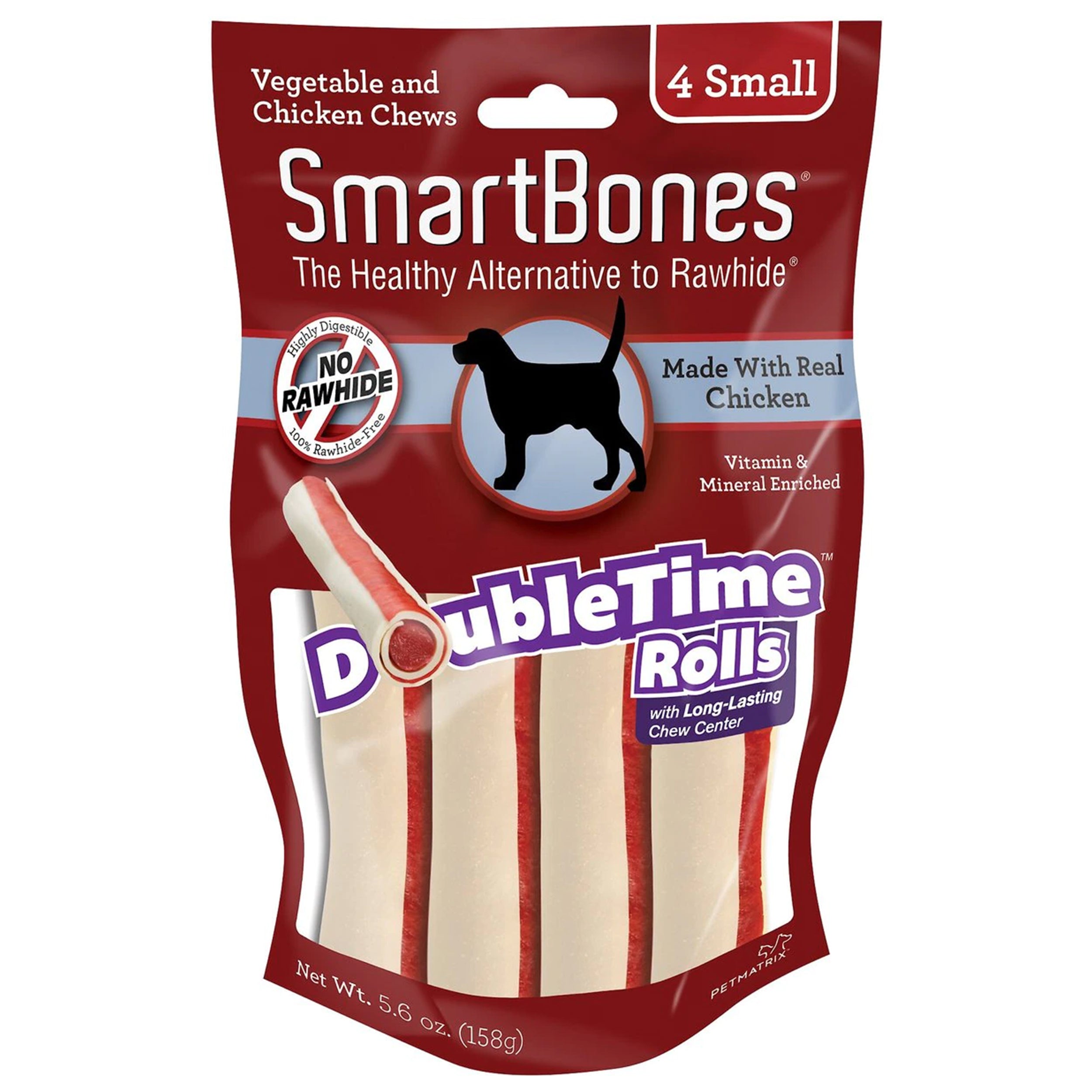 SmartBones Small DoubleTime Chicken Rolls Dog Treats, 4 Count