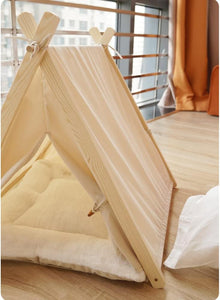 HZYSHH Modern Wooden Teepee Pet Tent With Bed, 5 Colors