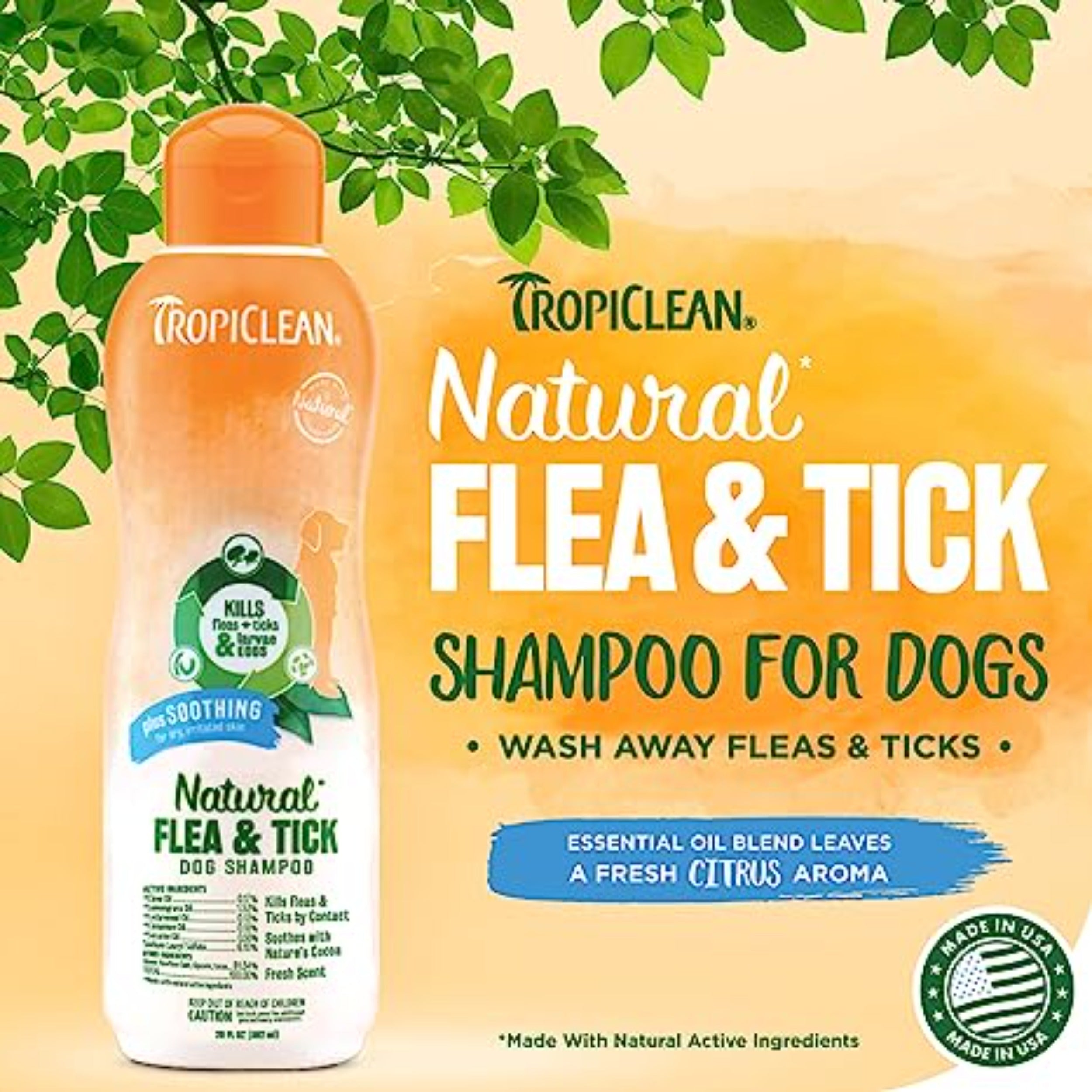 TropiClean Maximum Strength Natural Flea & Tick Dog Shampoo, 20-oz bottle