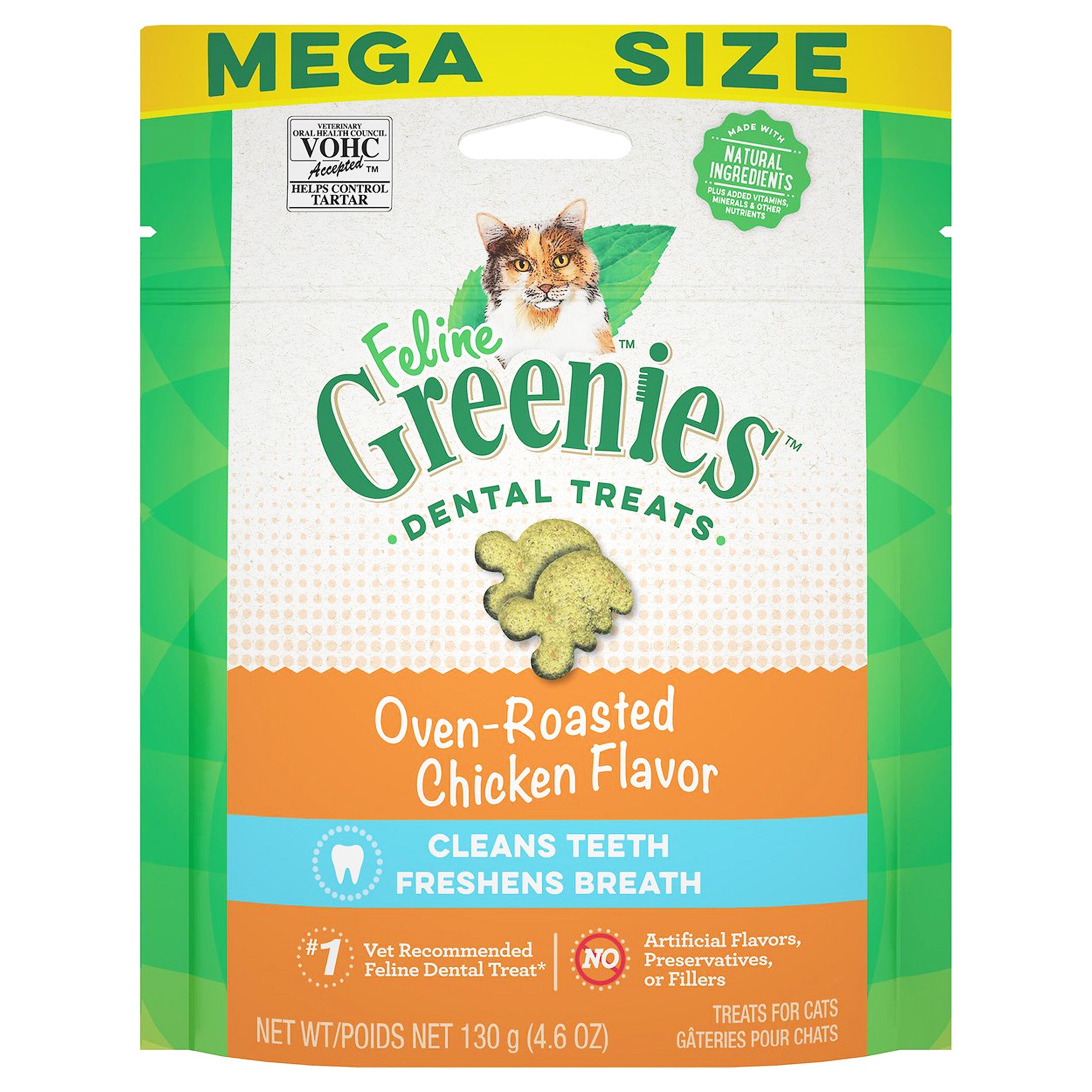 Greenies Feline Oven Roasted Chicken Flavor Adult Cat Treats, 4.6 OZ