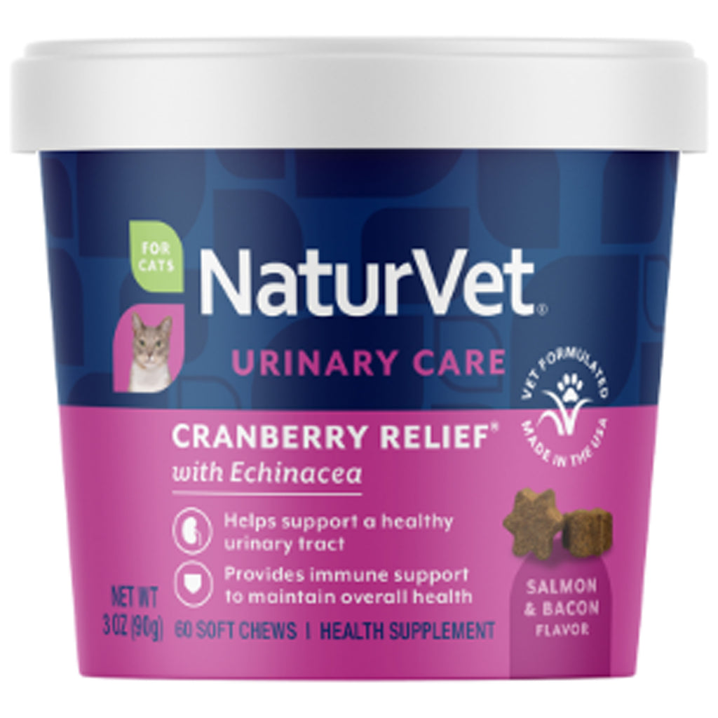 NaturVet Cranberry Relief Plus Echinacea Soft Chews Urinary Supplement for Cats, 60 count