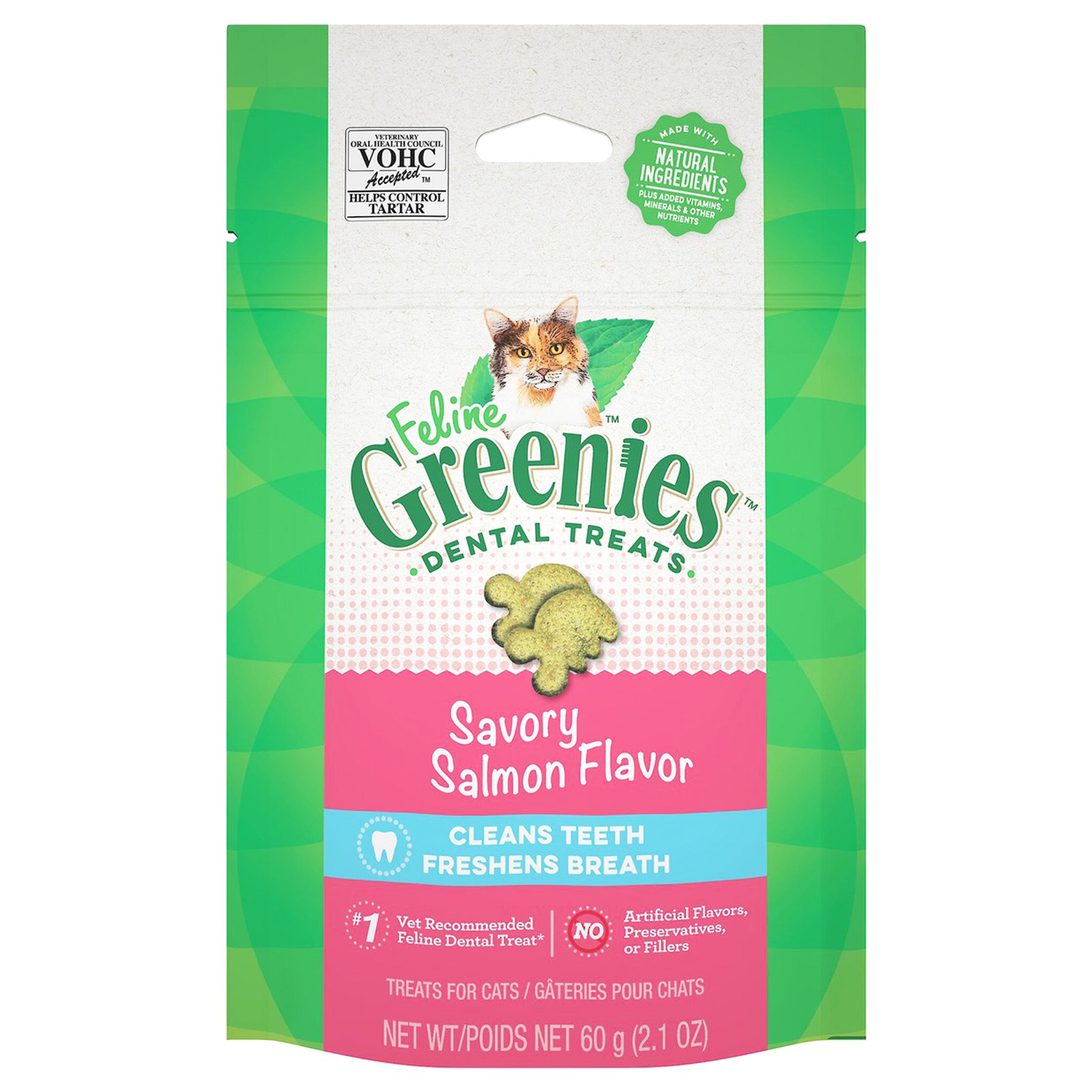 Greenies Feline Savory Salmon Flavor Adult Cat Treats, 2.1 OZ