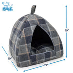 Load image into Gallery viewer, Plaid pet bed with dimensions labeled, featuring the Best Pet Supplies logo.
