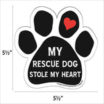 Load image into Gallery viewer, "My Rescue Dog Stole My Heart" Paw Magnet
