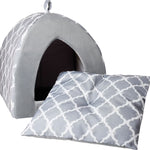 Load image into Gallery viewer, Linen Tent Covered Cat &amp; Dog Bed, Gray Lattice
