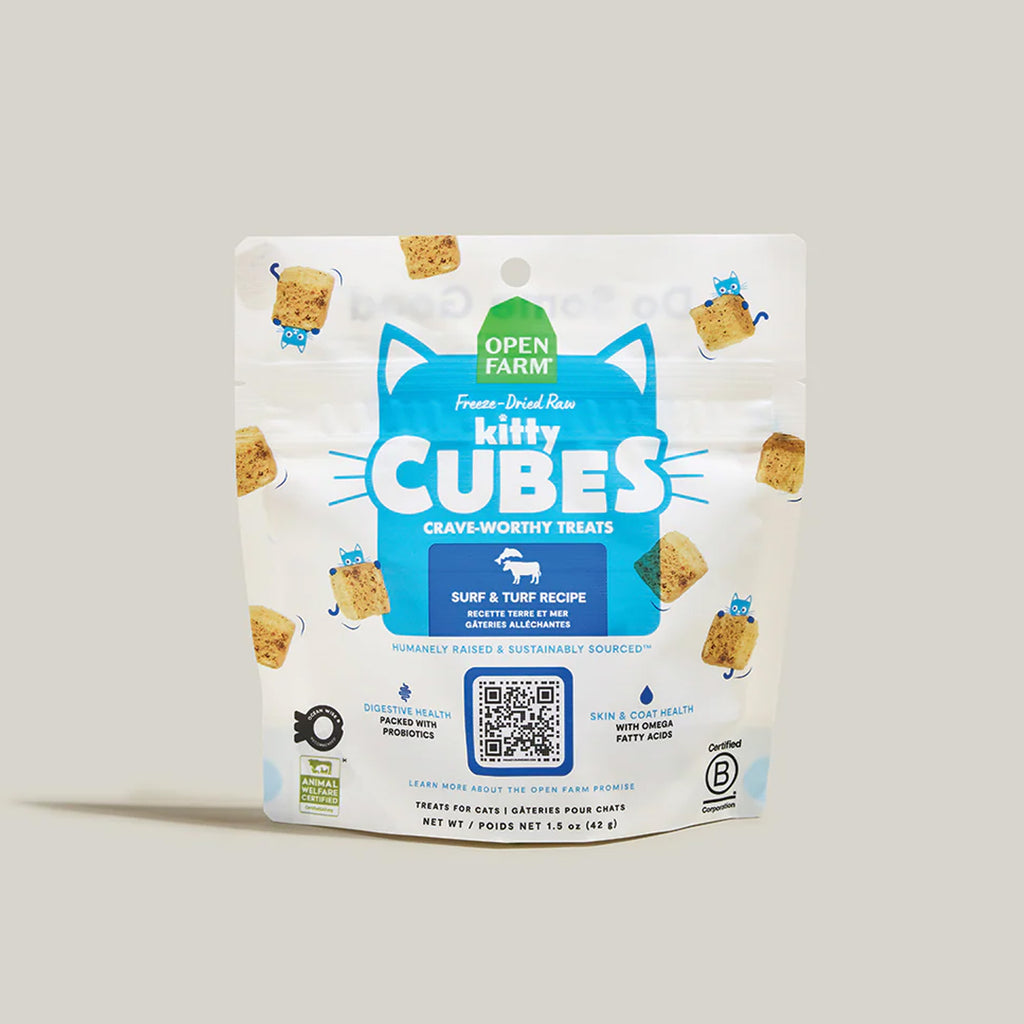 OPEN FARM CAT FREEZE-DRIED RAW KITTY CUBES TREATS SURF & TURF RECIPE 1.5OZ