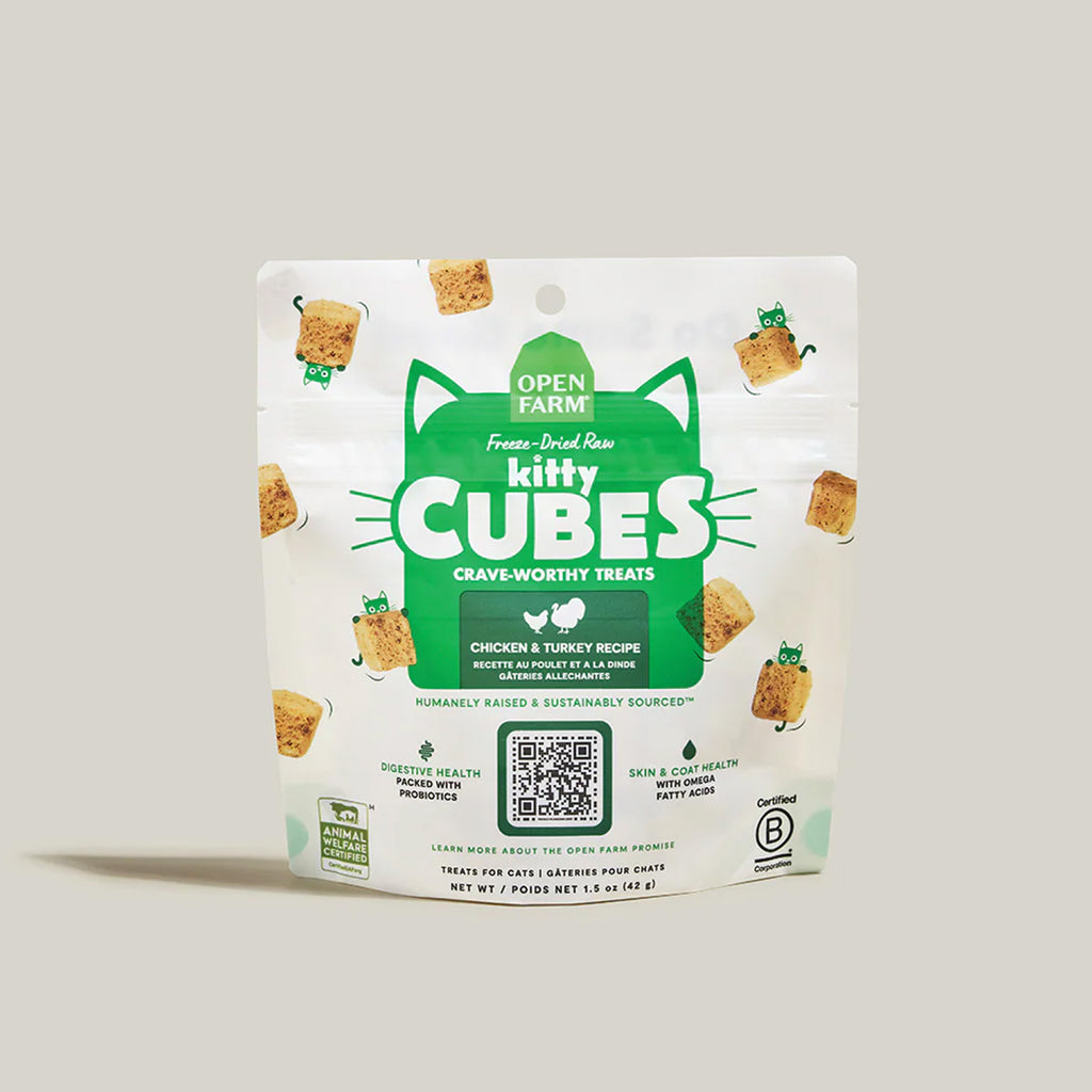 OPEN FARM CAT FREEZE-DRIED RAW KITTY CUBES TREATS CHICKEN & TURKEY RECIPE 1.5OZ