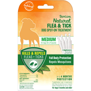 TROPICLEAN NATURAL FLEA & TICK SPOT ON TREATMENT MEDIUM DOG 3CT