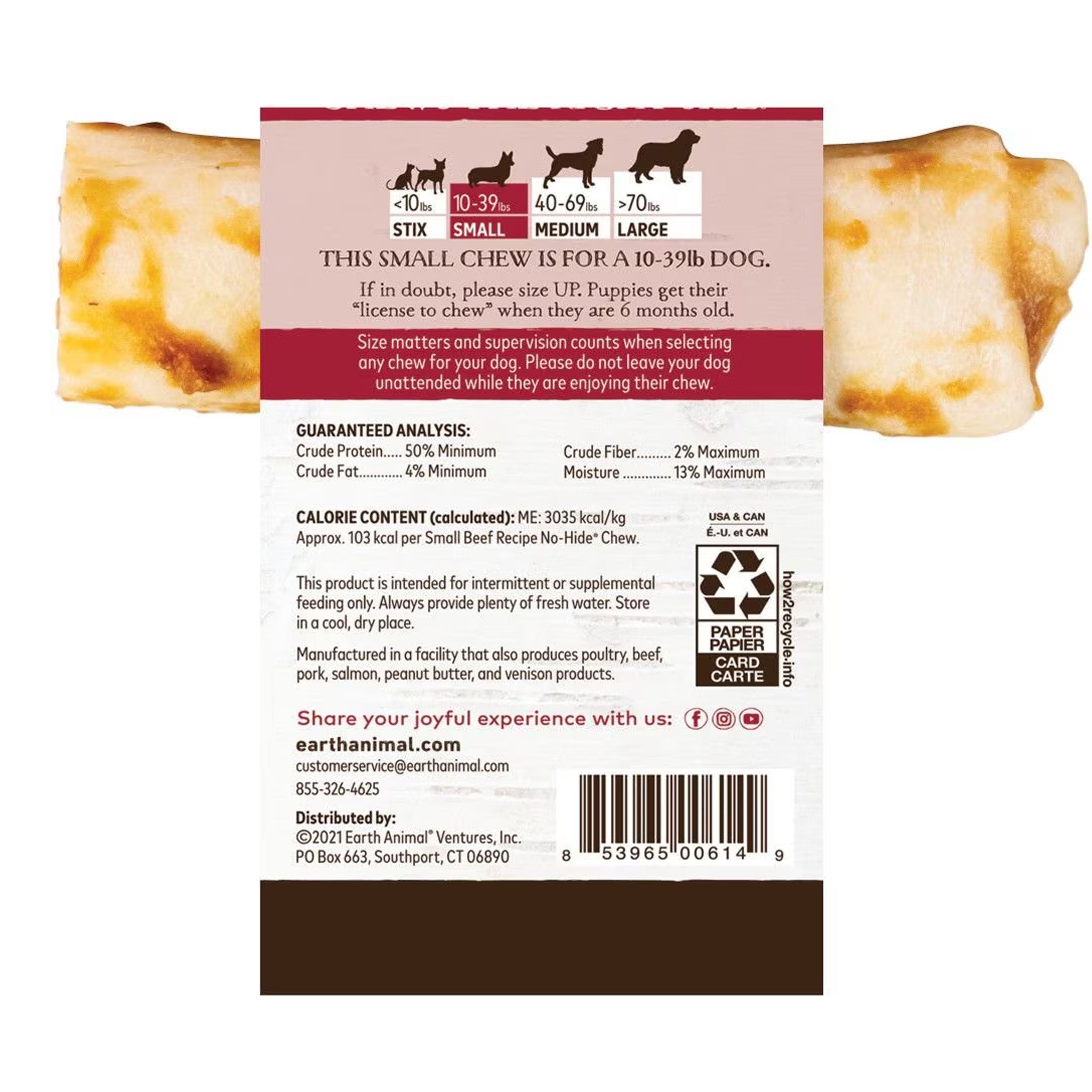 Earth Animal No Hide Beef Dog Chew Roll, 1-Count