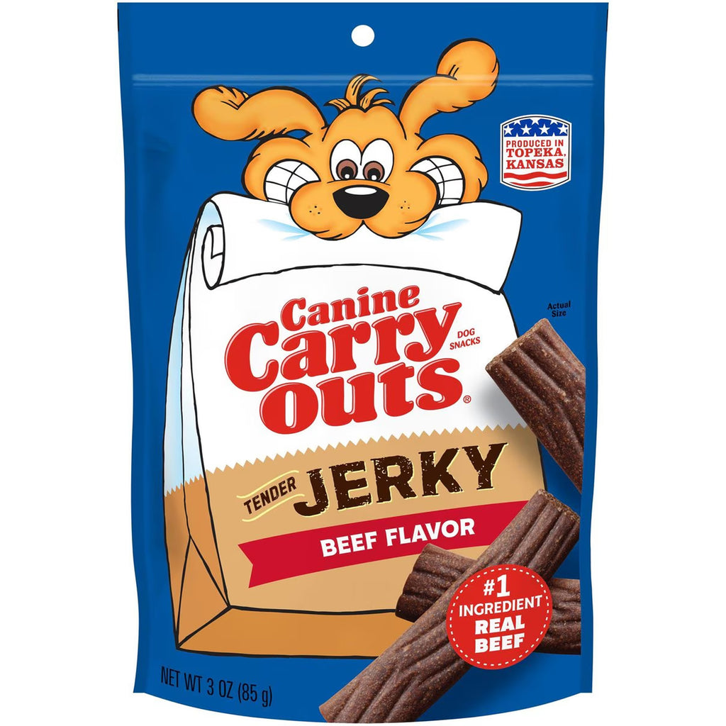 Canine Carry Outs Tender Beef Flavor Jerky Dog Treats, 3-oz bag
