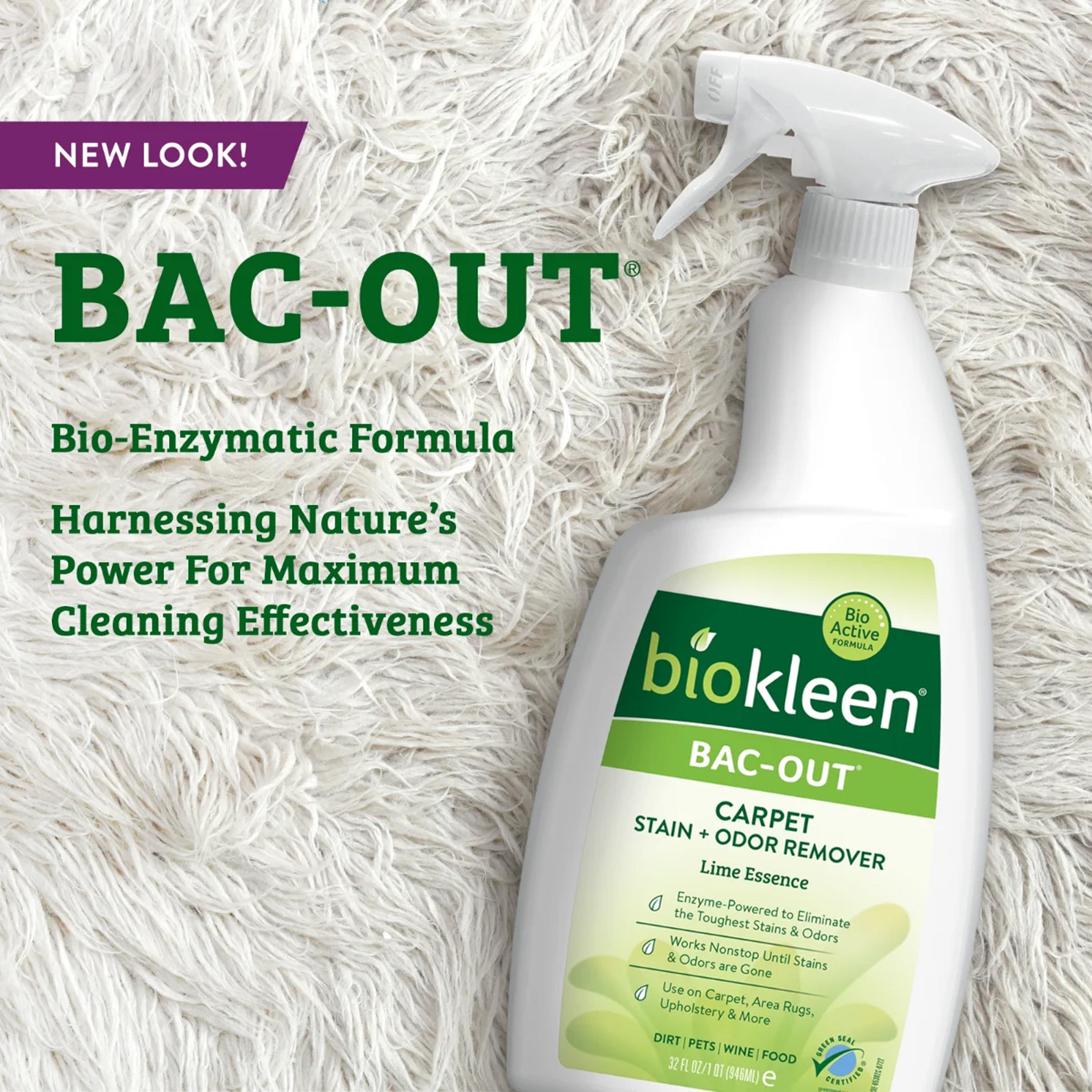 Bac-Out Carpet Stain + Odor Remover Foaming Action Spray - 32 Fl Oz