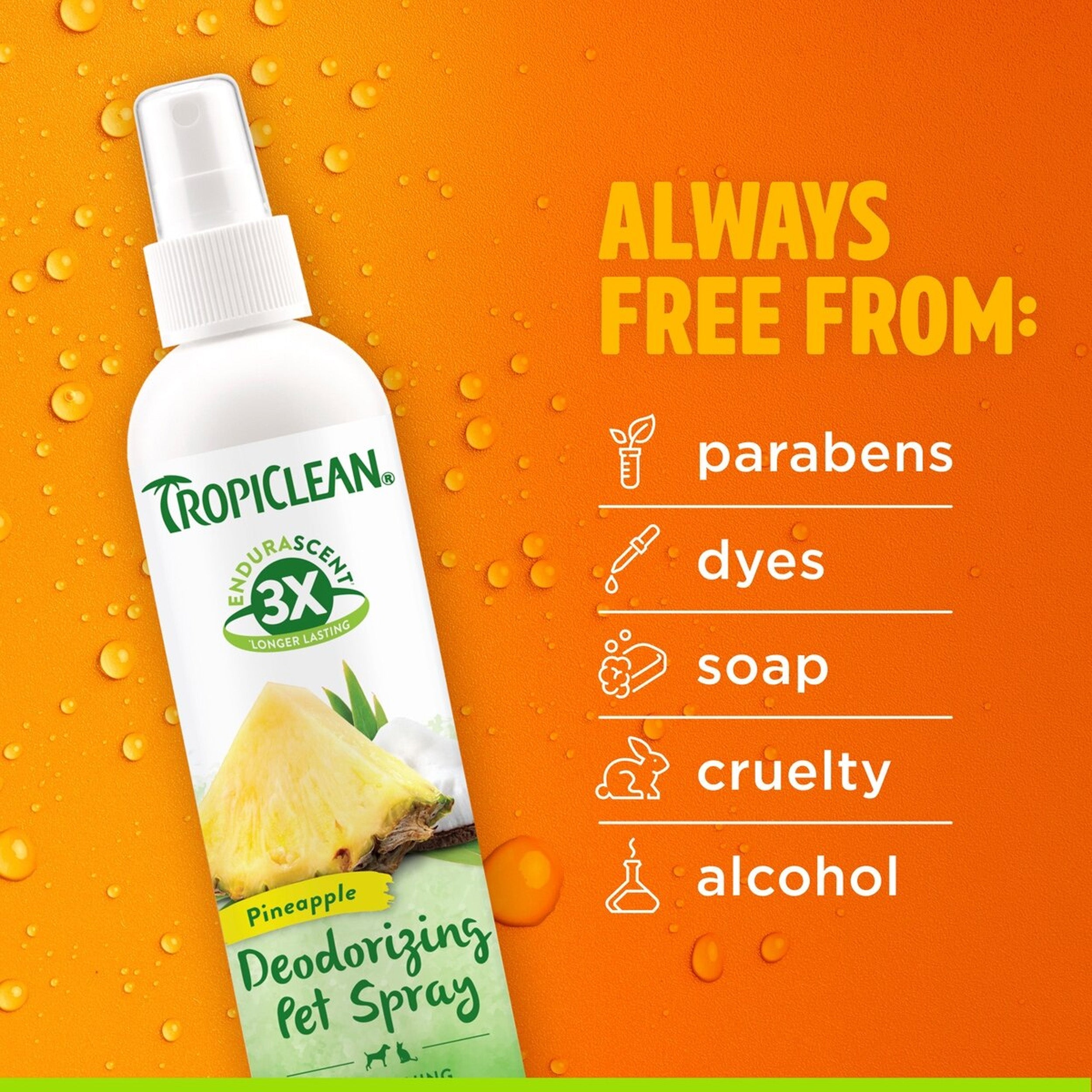 TropiClean EnduraScent Pineapple Scented Dog & Cat Deodorizing Spray, 8-fl oz bottle