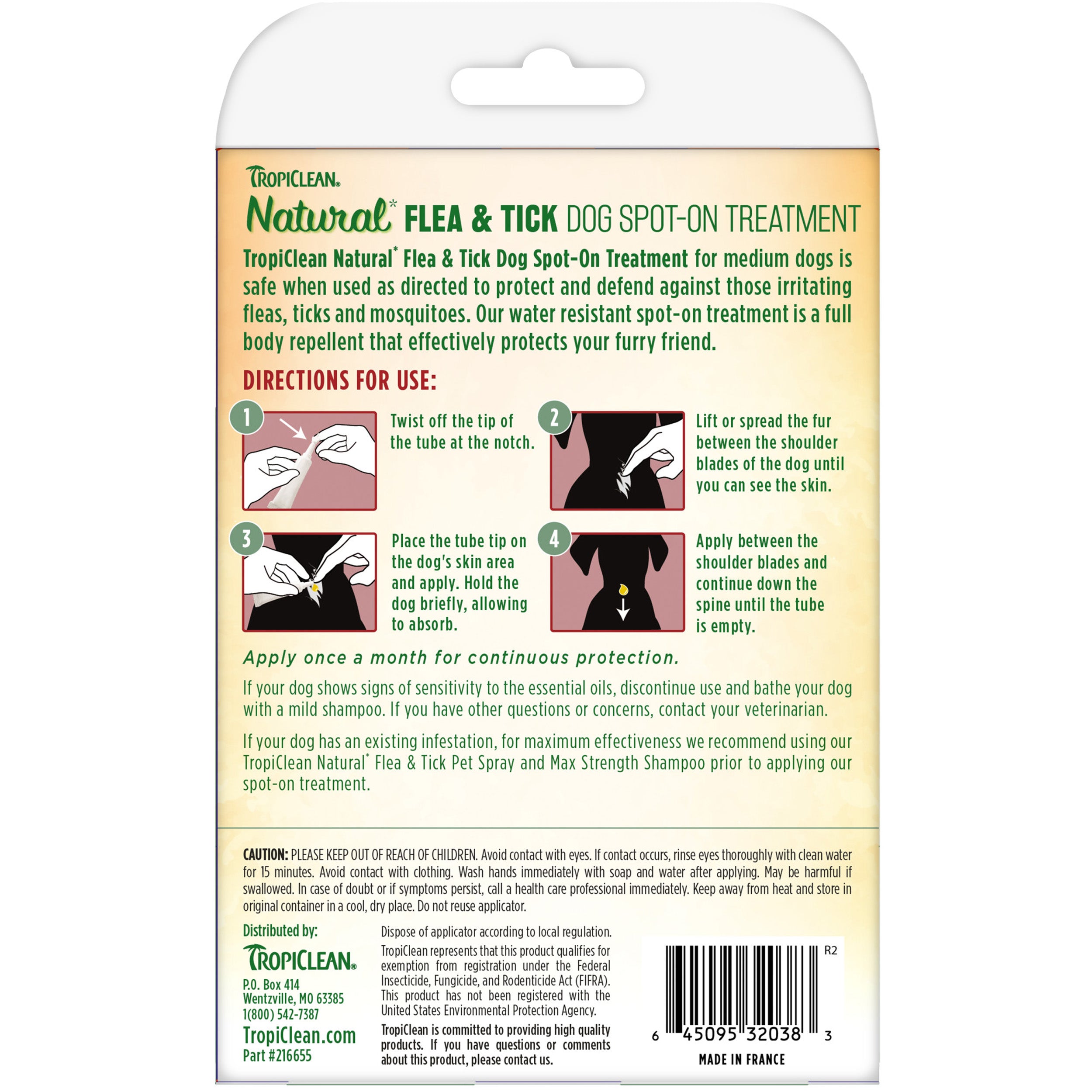 TROPICLEAN NATURAL FLEA & TICK SPOT ON TREATMENT MEDIUM DOG 3CT