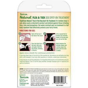 TROPICLEAN NATURAL FLEA & TICK SPOT ON TREATMENT MEDIUM DOG 3CT