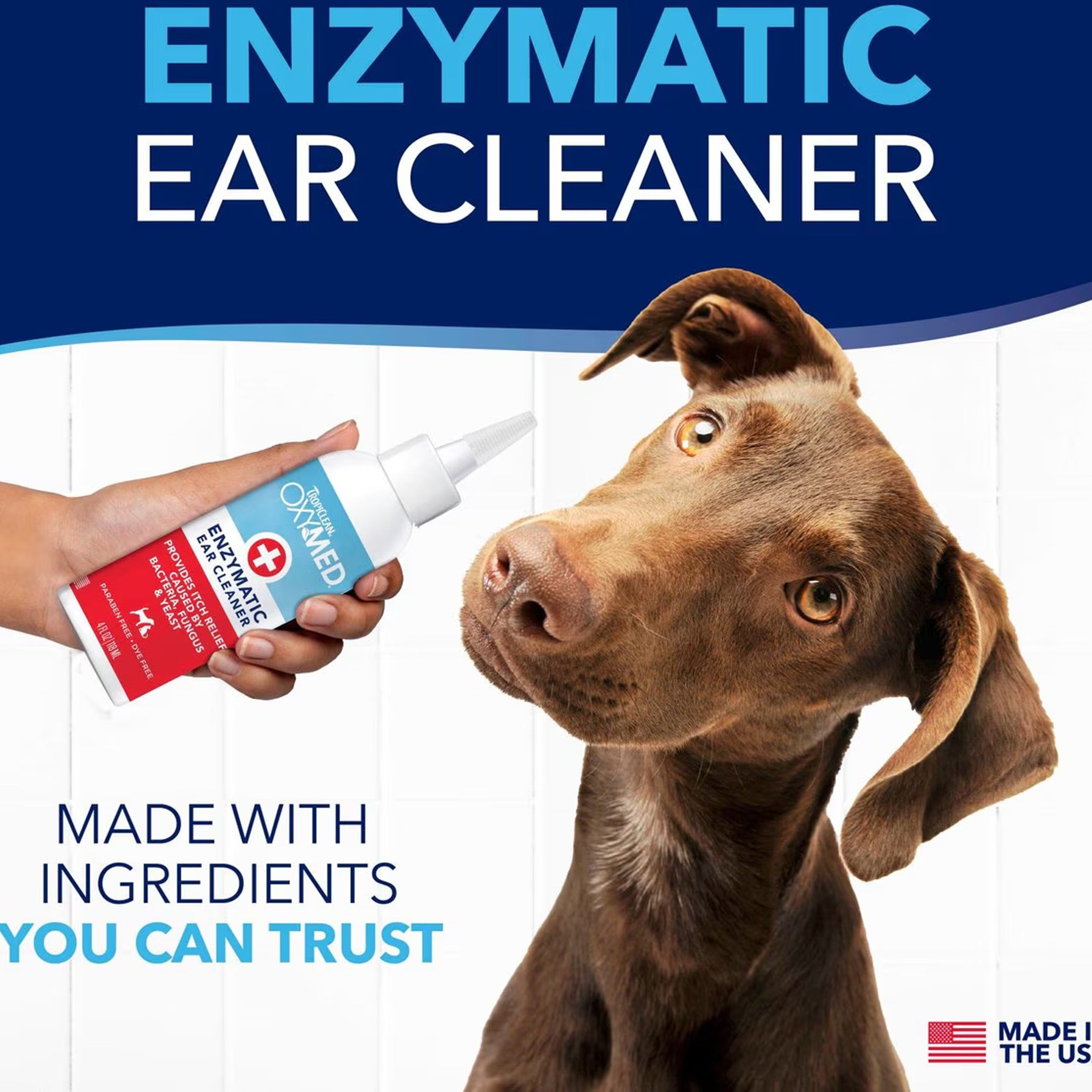 TropiClean OxyMed Enzymatic Dog & Cat Ear Cleaner, 4-fl oz