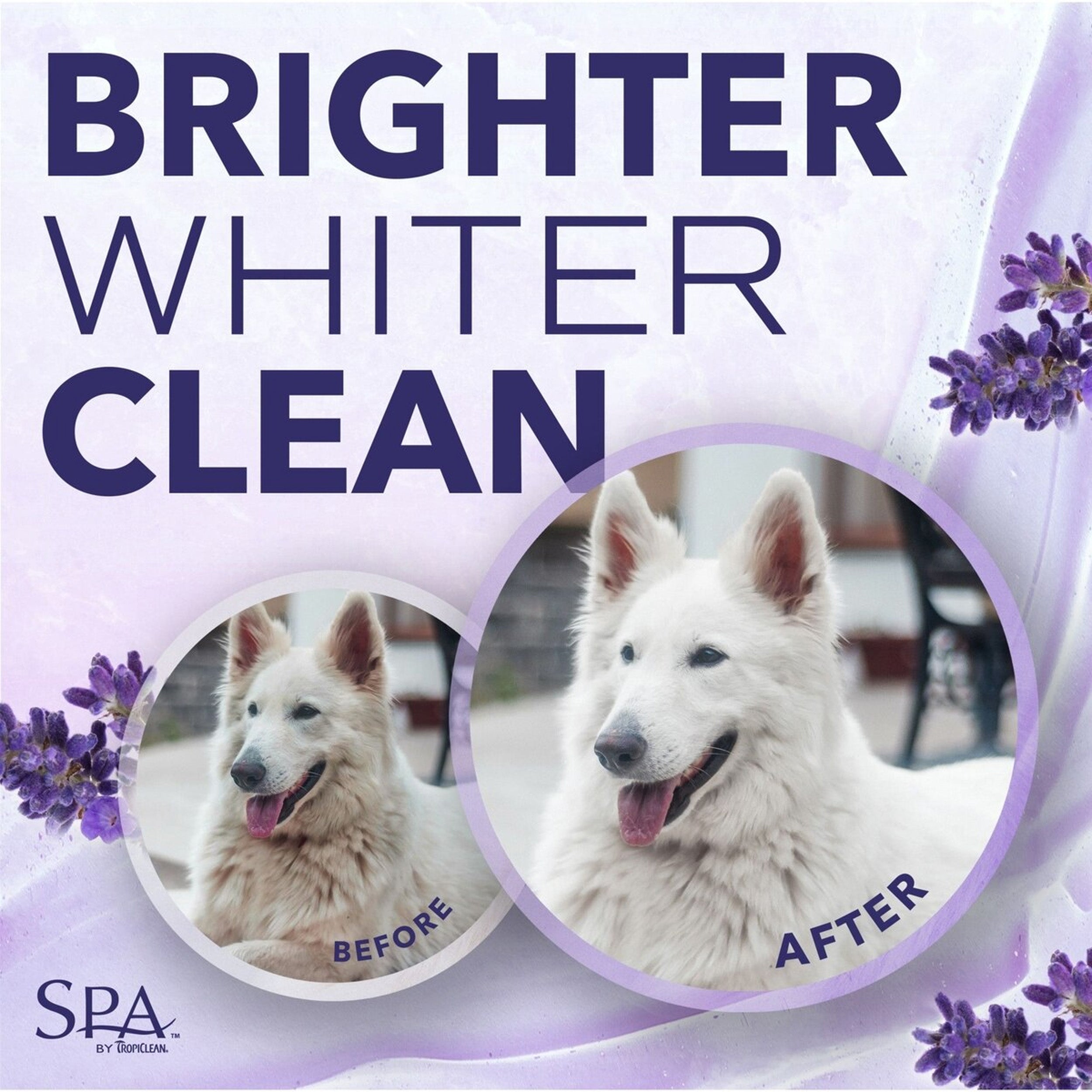 TropiClean Spa White Coat Dog & Cat Shampoo, Luxurious Lavender Scent, 16-fl oz bottle