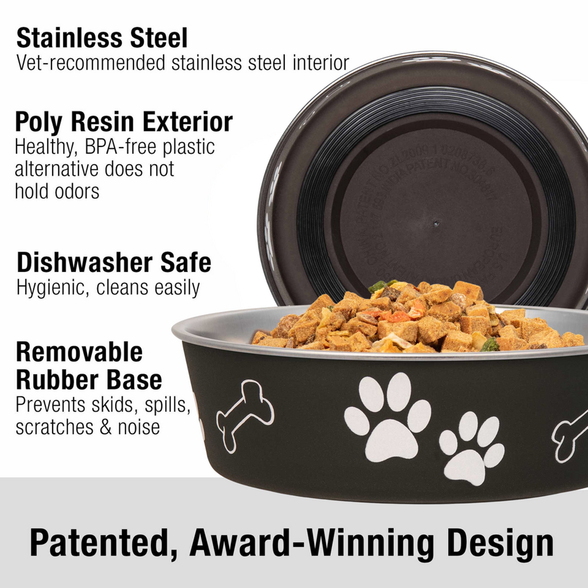 Loving Pets Stainless Steel Dog Bowl, Paw Print & Bone
