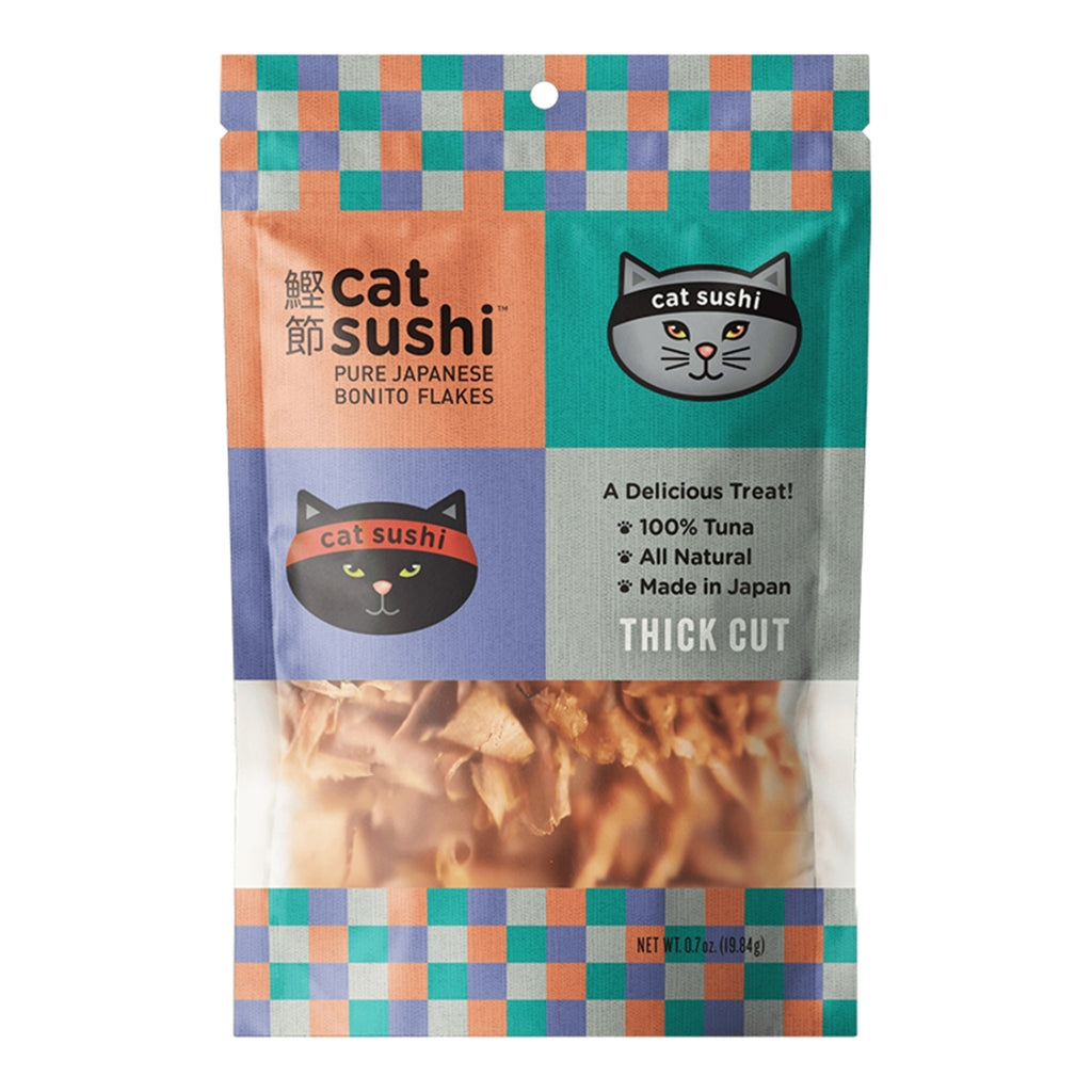 Package of Cat Sushi bonito flakes with colorful checkered border