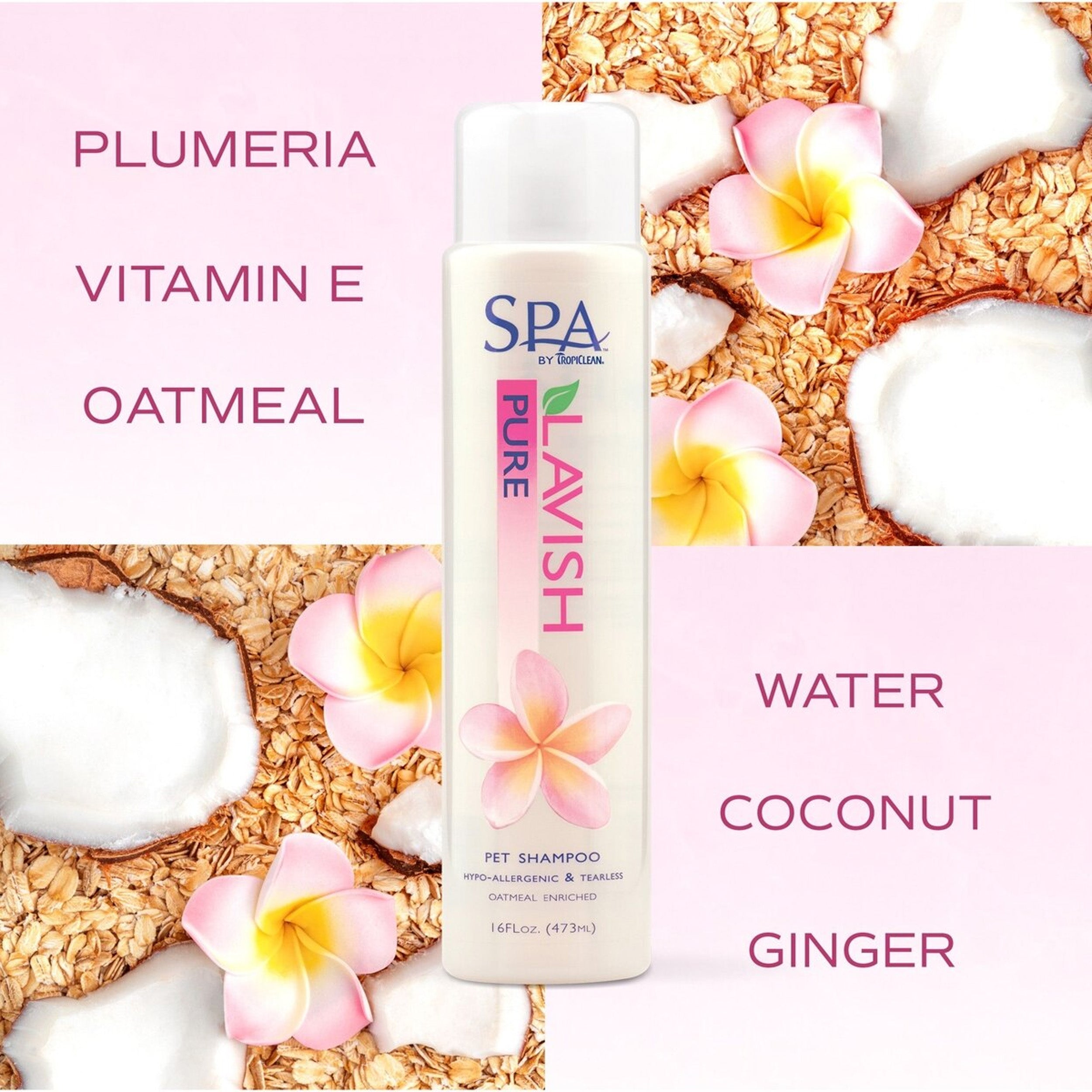 TropiClean Spa Pure Hypoallergenic Sensitive Skin Dog & Cat Shampoo, 16-fl oz bottle