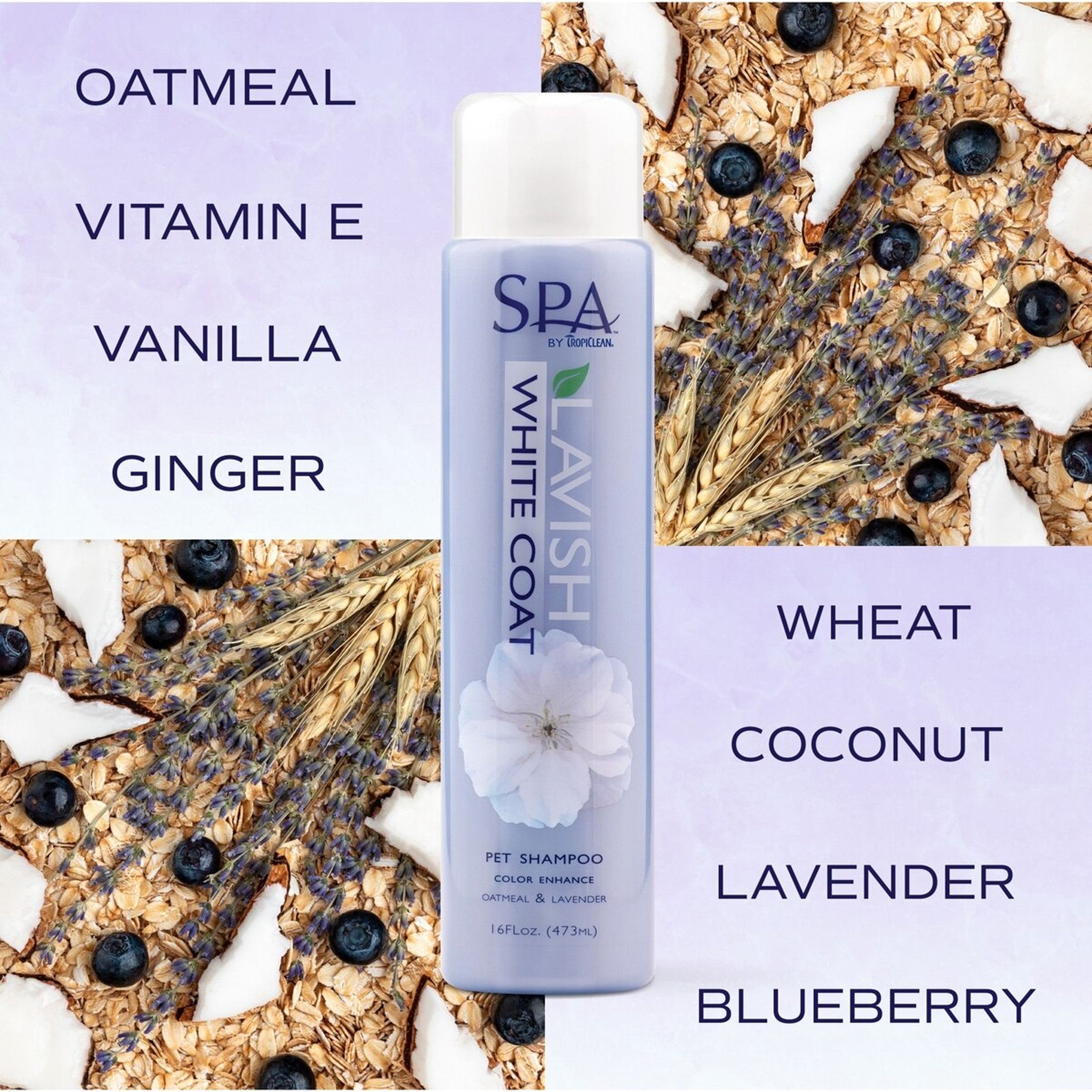 TropiClean Spa White Coat Dog & Cat Shampoo, Luxurious Lavender Scent, 16-fl oz bottle