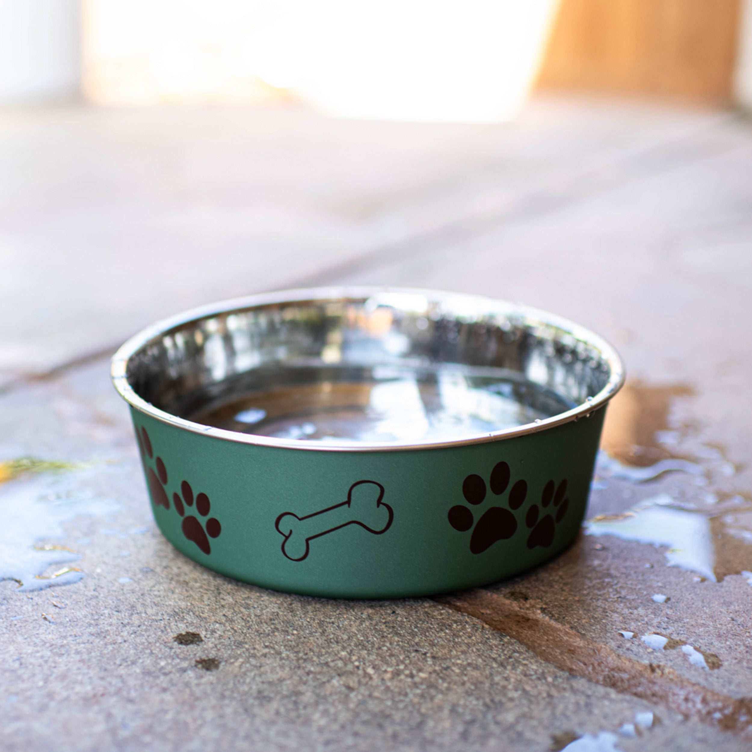 Loving Pets Stainless Steel Dog Bowl, Paw Print & Bone