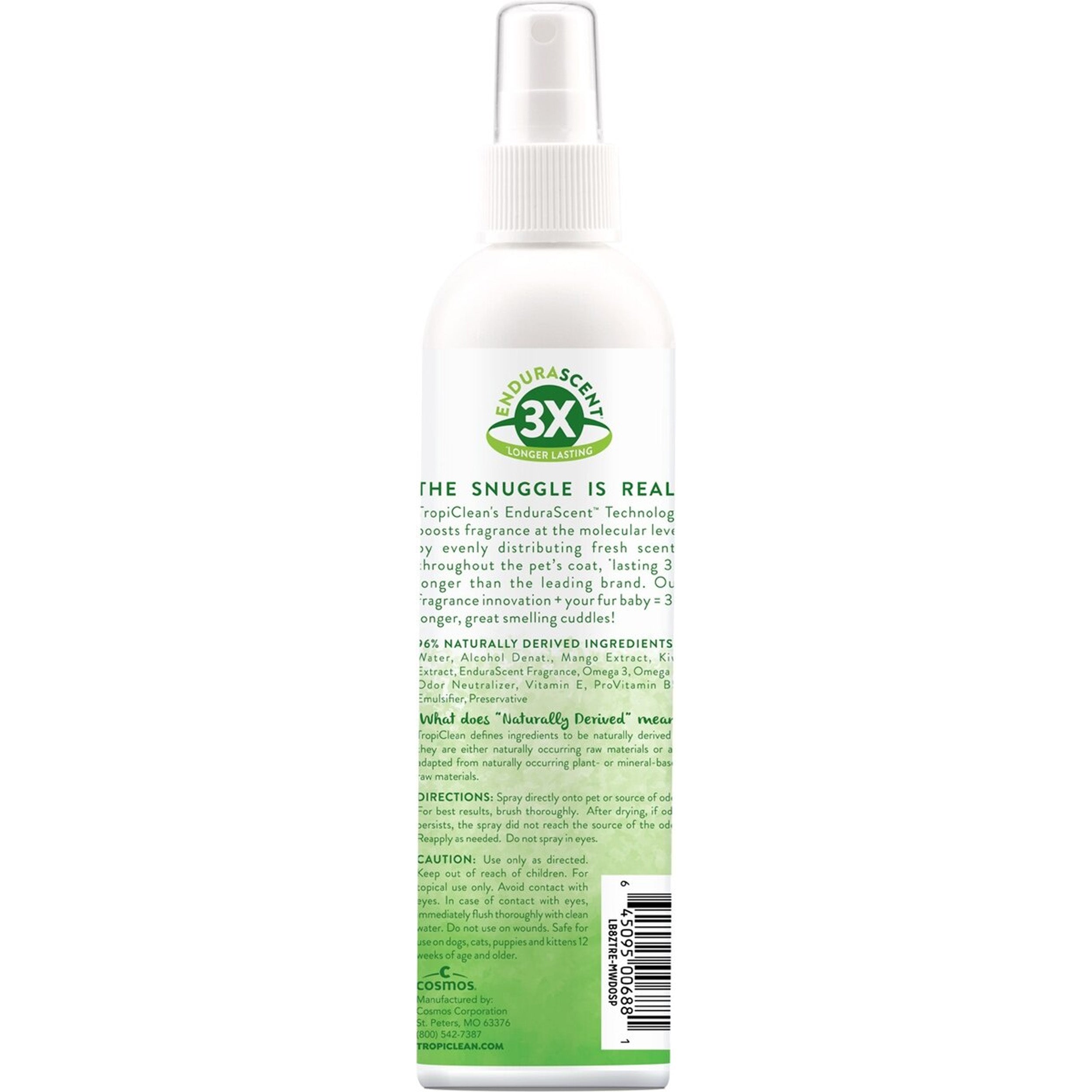 TropiClean EnduraScent Mango Kiwi Scented Dog & Cat Deodorizing Spray, 8-fl oz bottle