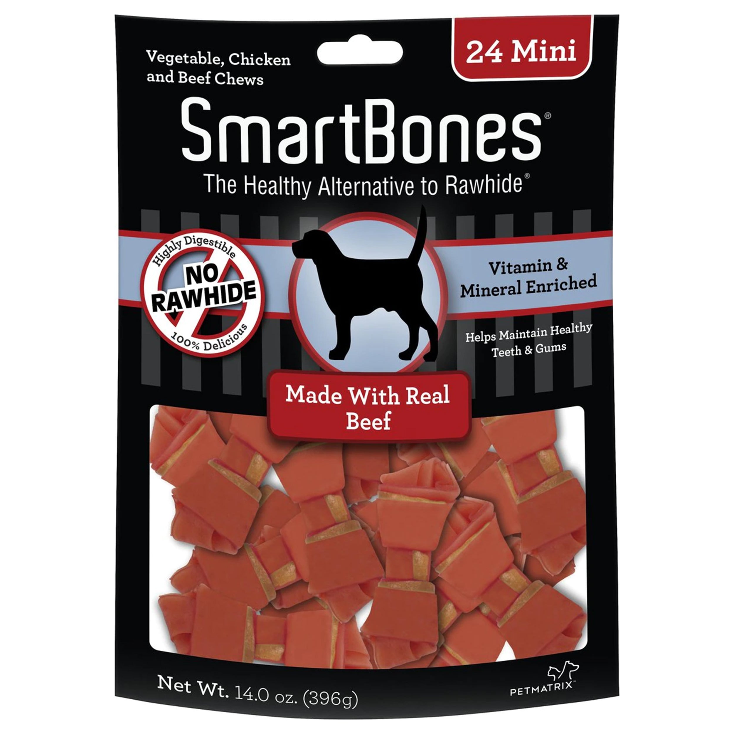 SmartBones Mini Beef Chew Bones Dog Treats, 24 Count