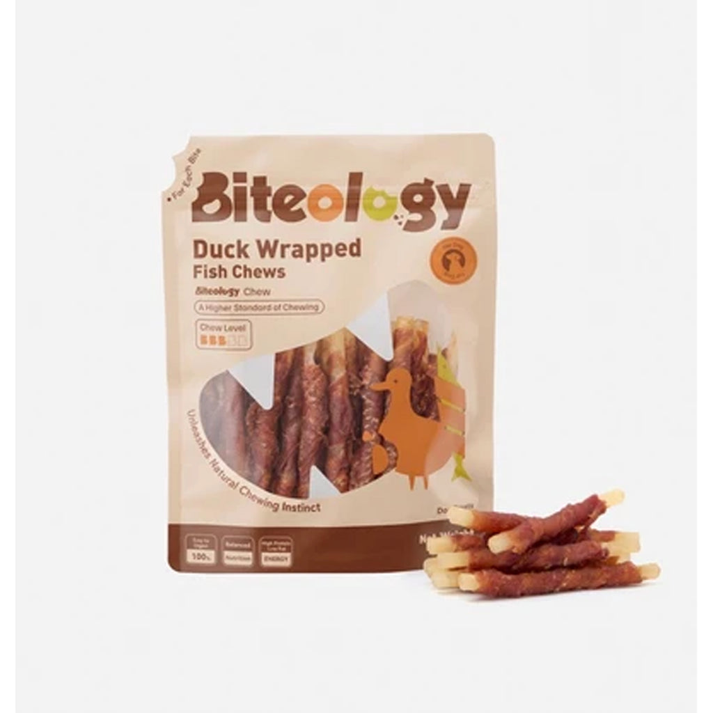 Biteology Duck Wrapped Fish stick Dog Chews, 10oz
