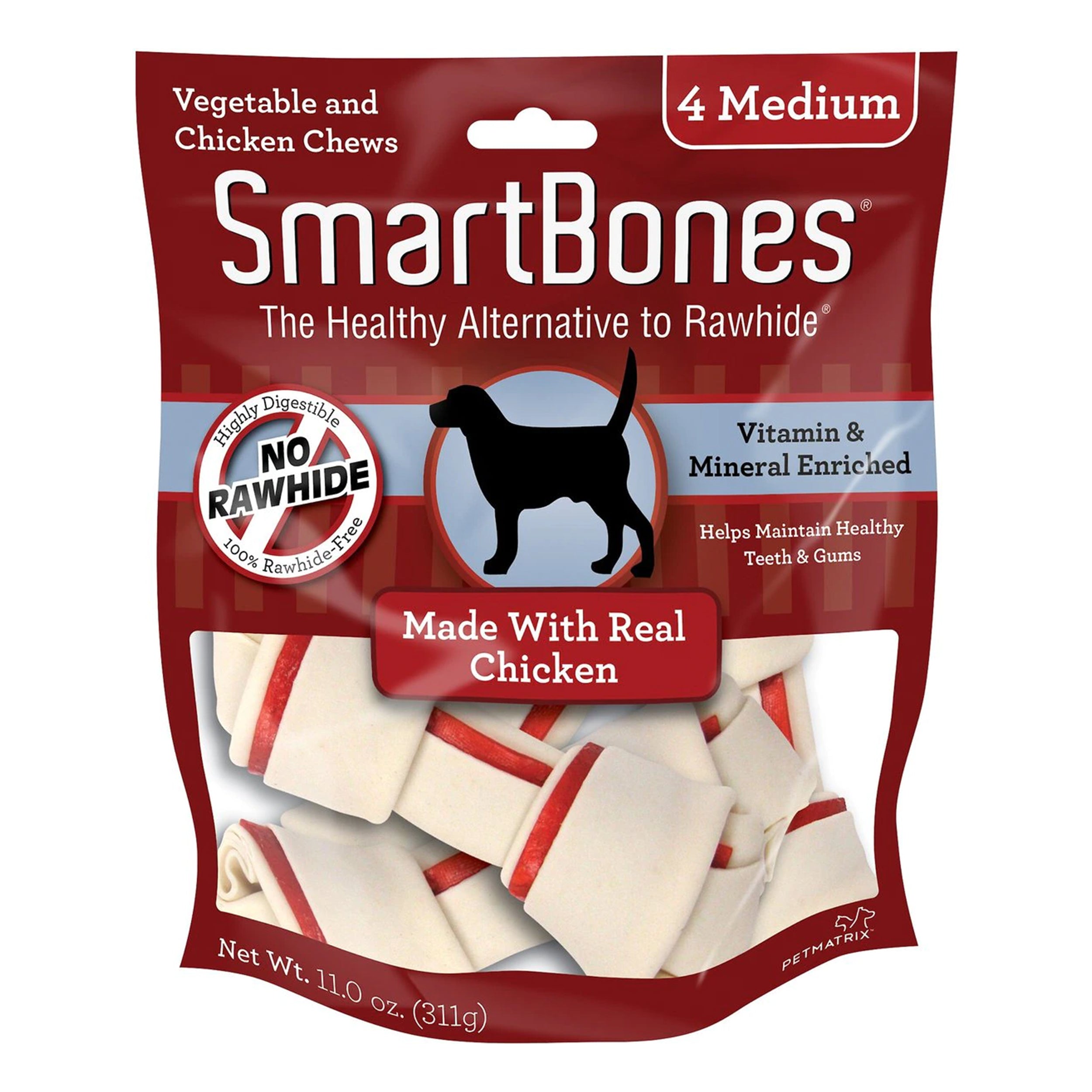 SmartBones Medium Chicken Chew Bones Dog Treats, 4 Count