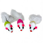 Load image into Gallery viewer, 3-Piece Multi Color Mice Toy With Feather Tail Cat Toy
