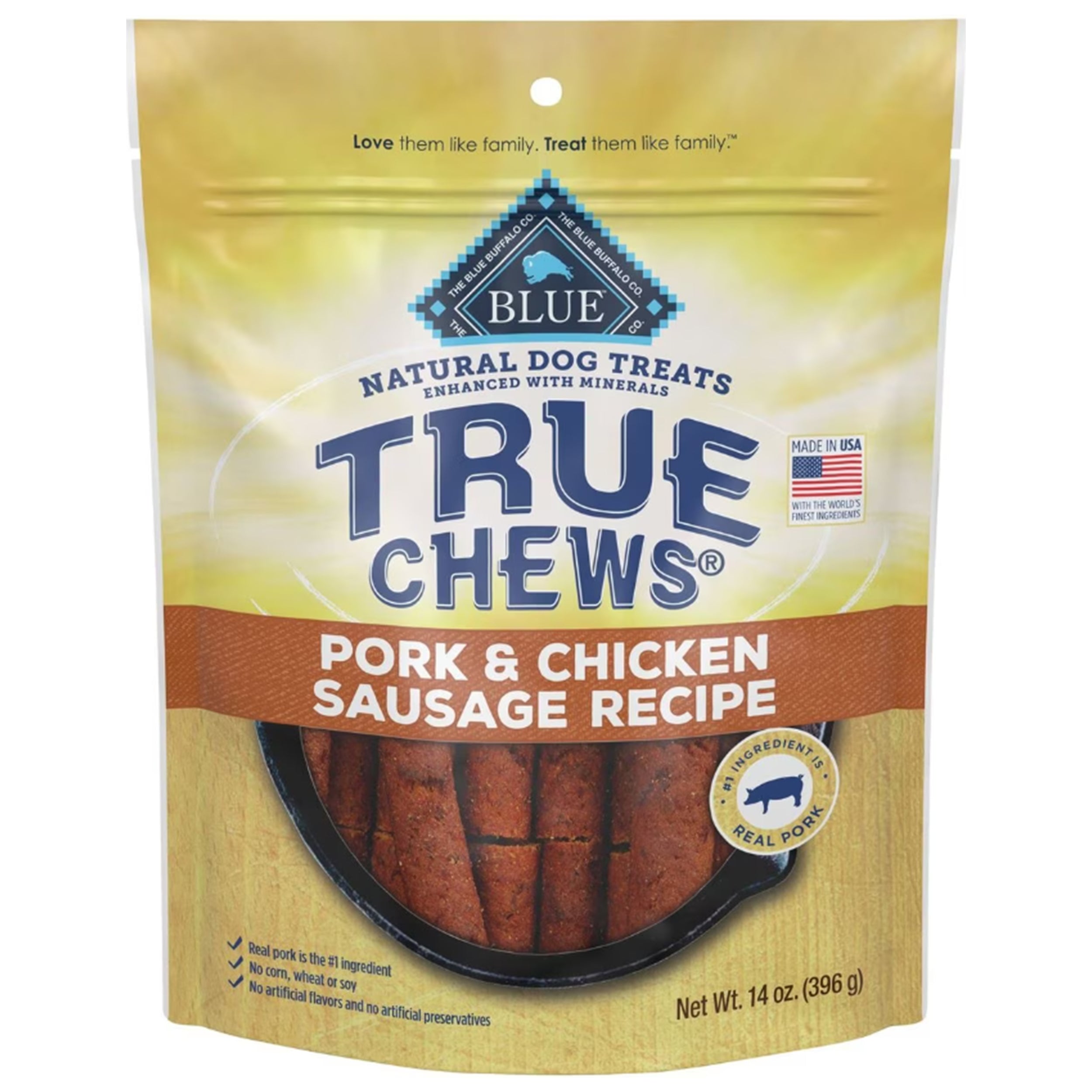 Blue Buffalo True Chews Natural Grain-Free Pork & Chicken Sausage Dog Treats