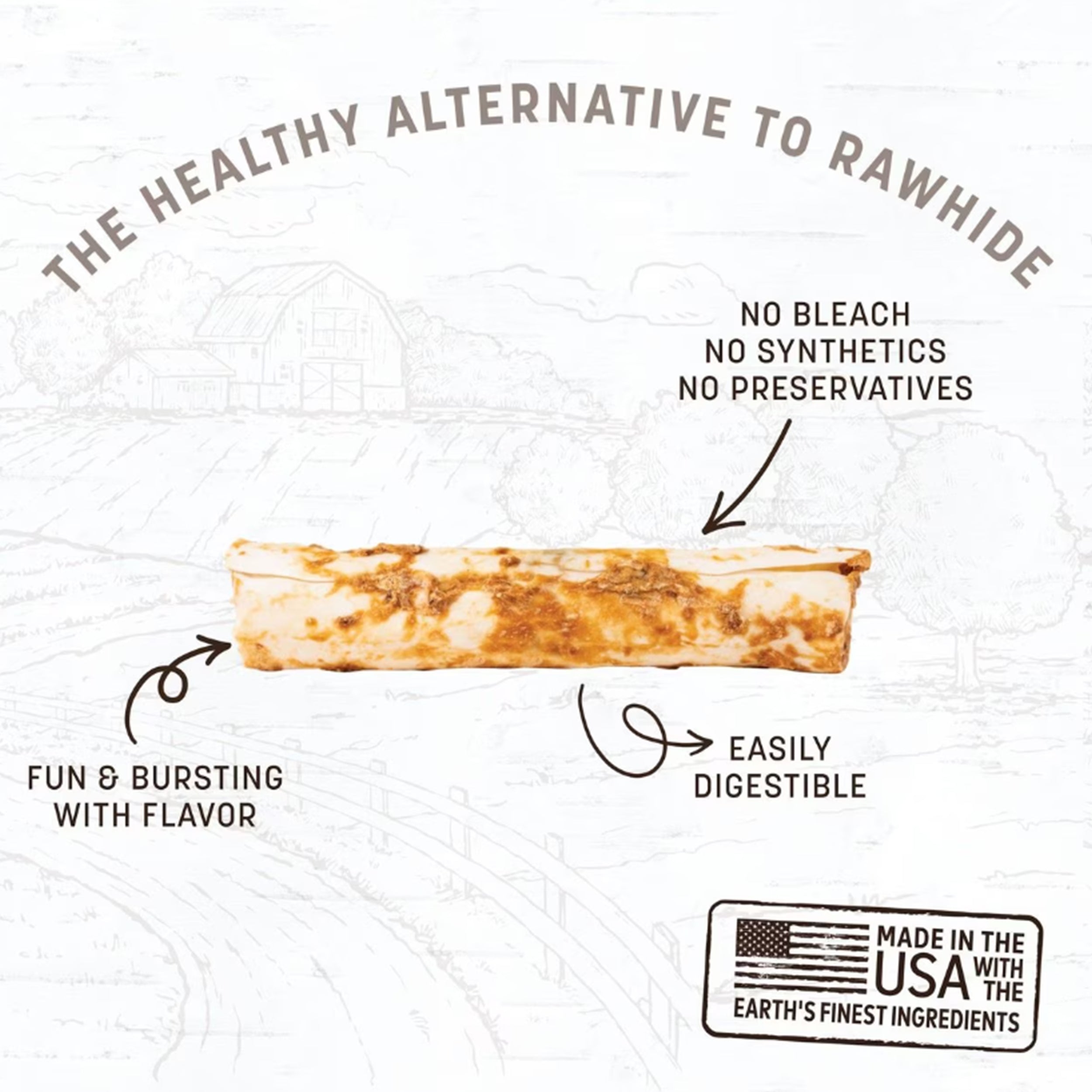 Earth Animal No-Hide Rolls Long Lasting Natural Rawhide Alternative Pork Recipe Chew Dog Treats