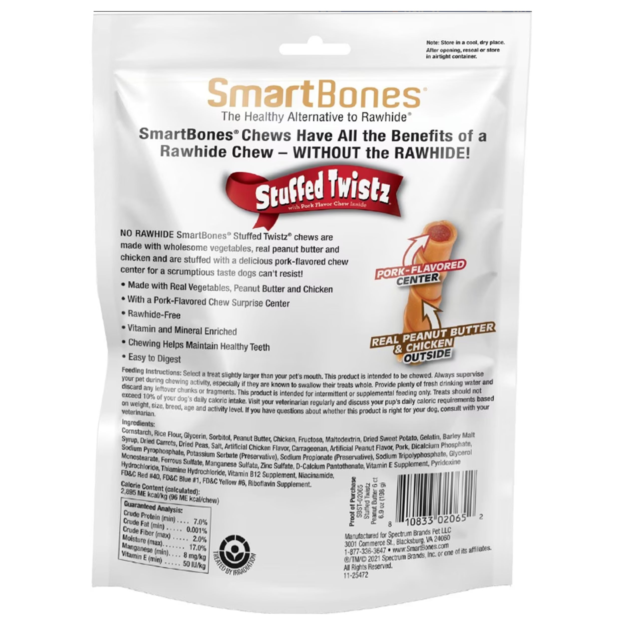 SmartBones Stuffed Twistz Peanut Butter Chews Dog Treats, 6 Count