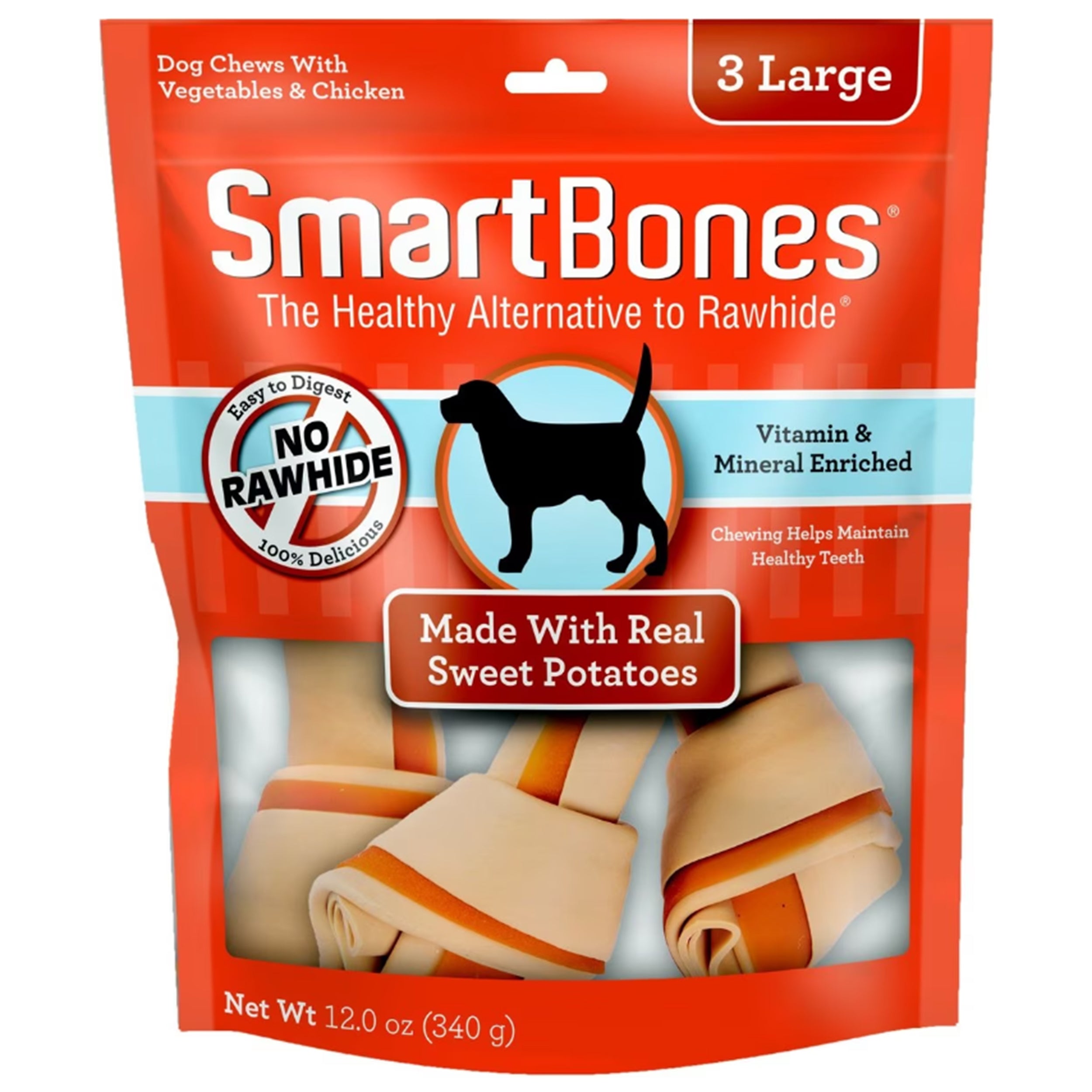 SmartBones Large Sweet Potato Chews Dog Treats, 3 Count