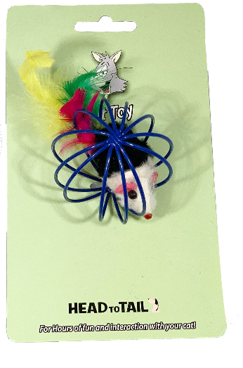 Feather Mice In Wire Ball, Cat Toy