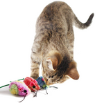 Load image into Gallery viewer, 3-Piece Plush Multi-Colored Mice Cat Toy
