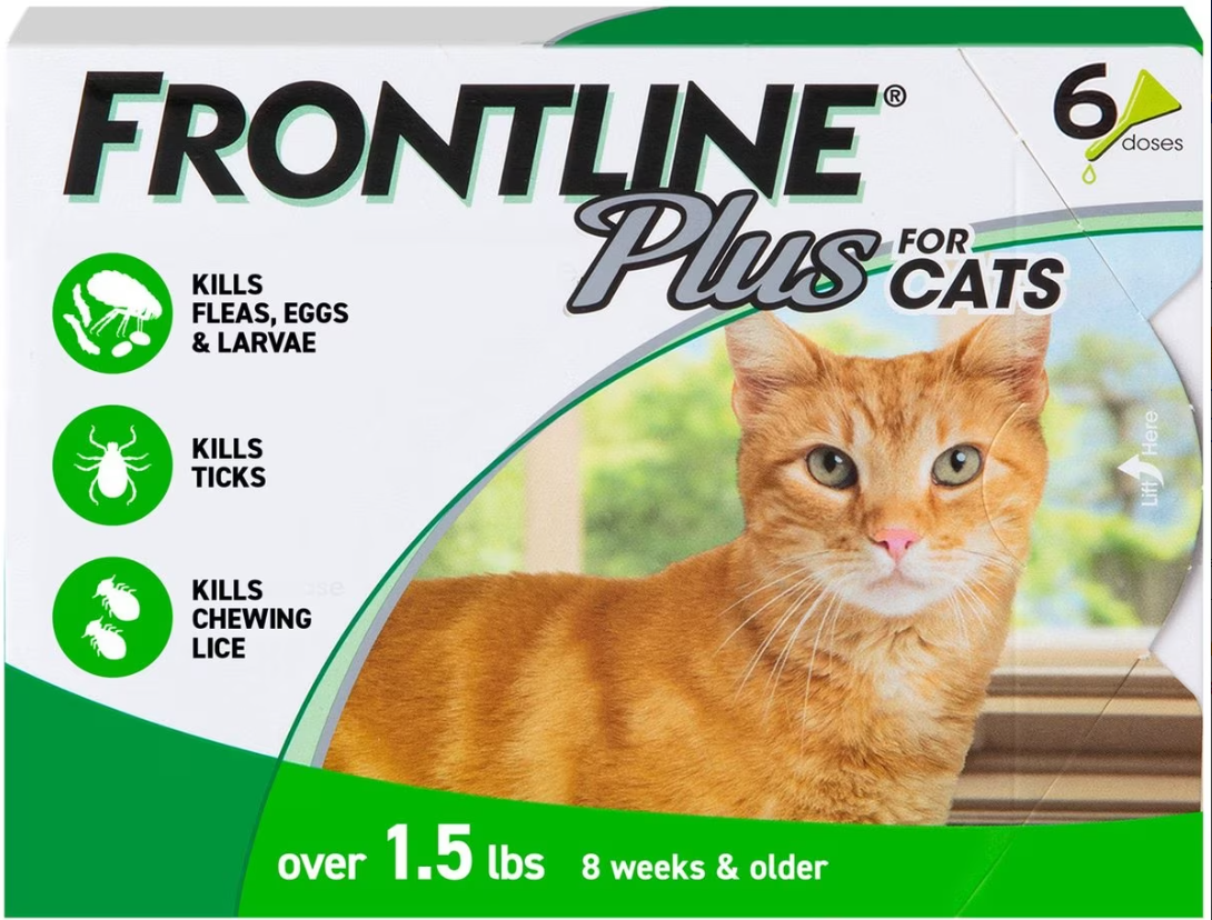 Frontline Plus Flea & Tick Spot Treatment for Cats, over 1.5 lbs, 3 Doses (3-6mos. supply)
