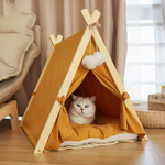 Load image into Gallery viewer, HZYSHH Modern Wooden Teepee Pet Tent With Bed, 5 Colors
