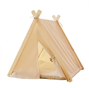 HZYSHH Modern Wooden Teepee Pet Tent With Bed, 5 Colors