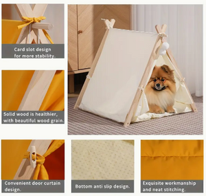 HZYSHH Modern Wooden Teepee Pet Tent With Bed, 5 Colors