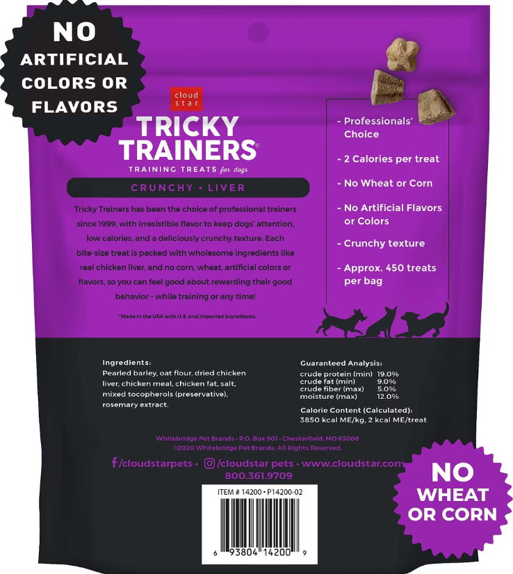 CLOUD STAR Dog Tricky Trainers Crunchy Liver 8OZ