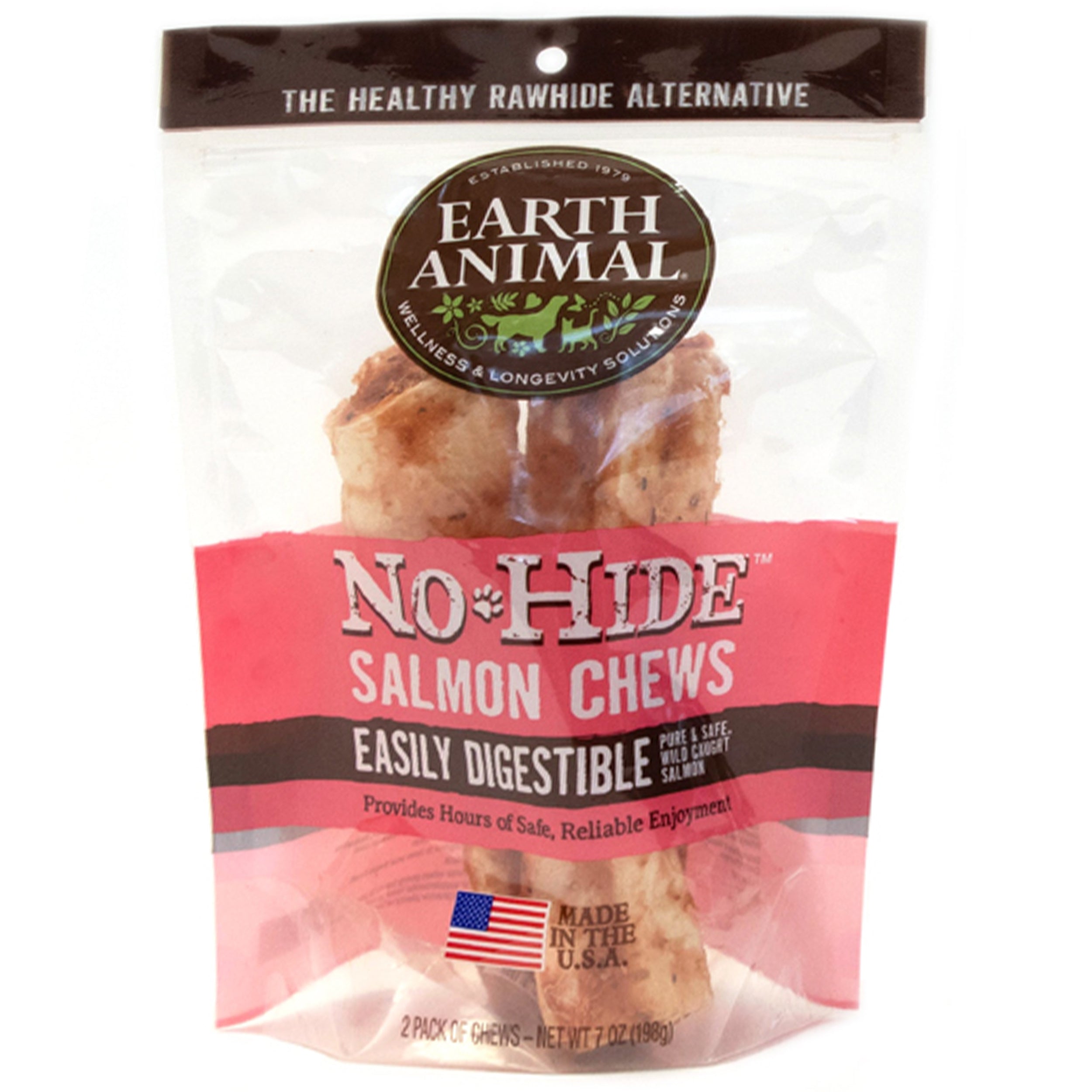 Earth Animal No-Hide Rolls Long Lasting Natural Rawhide Alternative Salmon Recipe Chew Dog Treats