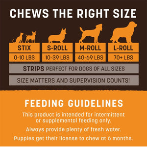 Earth Animal No-Hide Rolls Long Lasting Natural Rawhide Alternative Chicken Recipe Chew Dog Treats