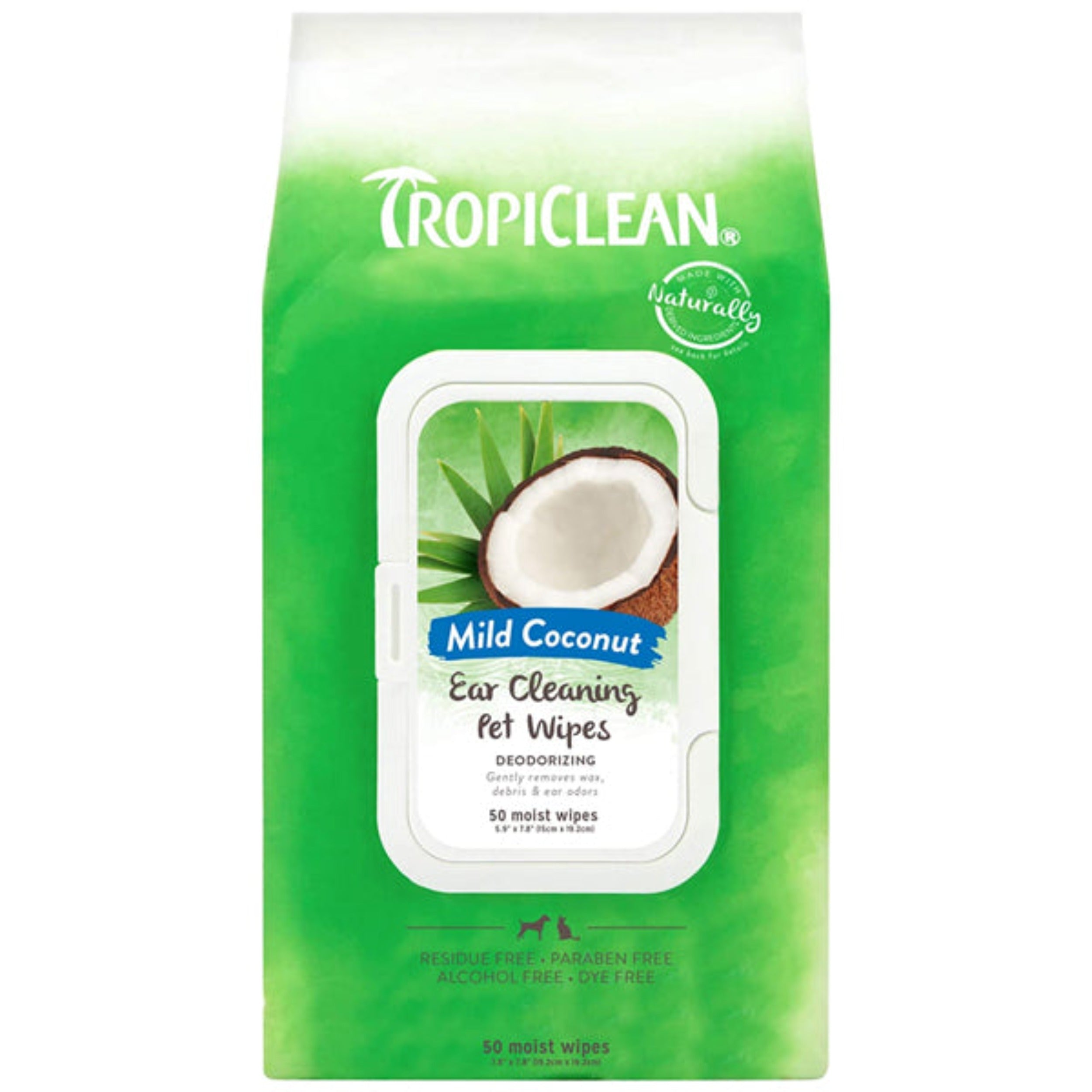 TropiClean Ear Cleaning Wipes for Dogs, 50 count