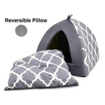 Load image into Gallery viewer, Linen Tent Covered Cat &amp; Dog Bed, Gray Lattice
